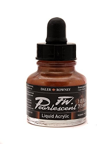 Daler Rowney FW Pearlescent Liquid Acrylic Ink - 29.5ml Pot (Birdwing Copper) | Vibrant Metallic Paint for Art, Calligraphy & DIY Crafts | Perfect for Canvas, Paper & Fabric Projects