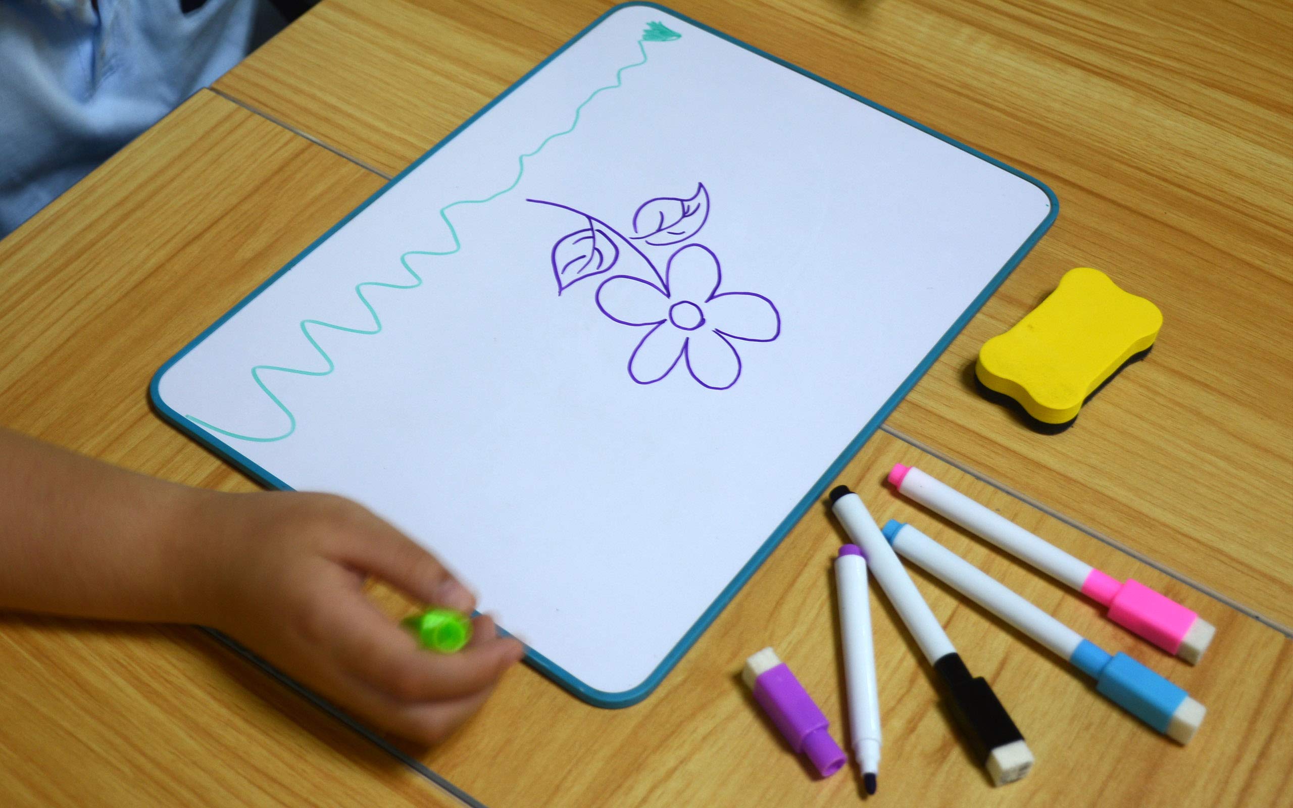 Double Sided Dry Erase Board for Kids - Home & School Whiteboard with Lines for Writing Practice