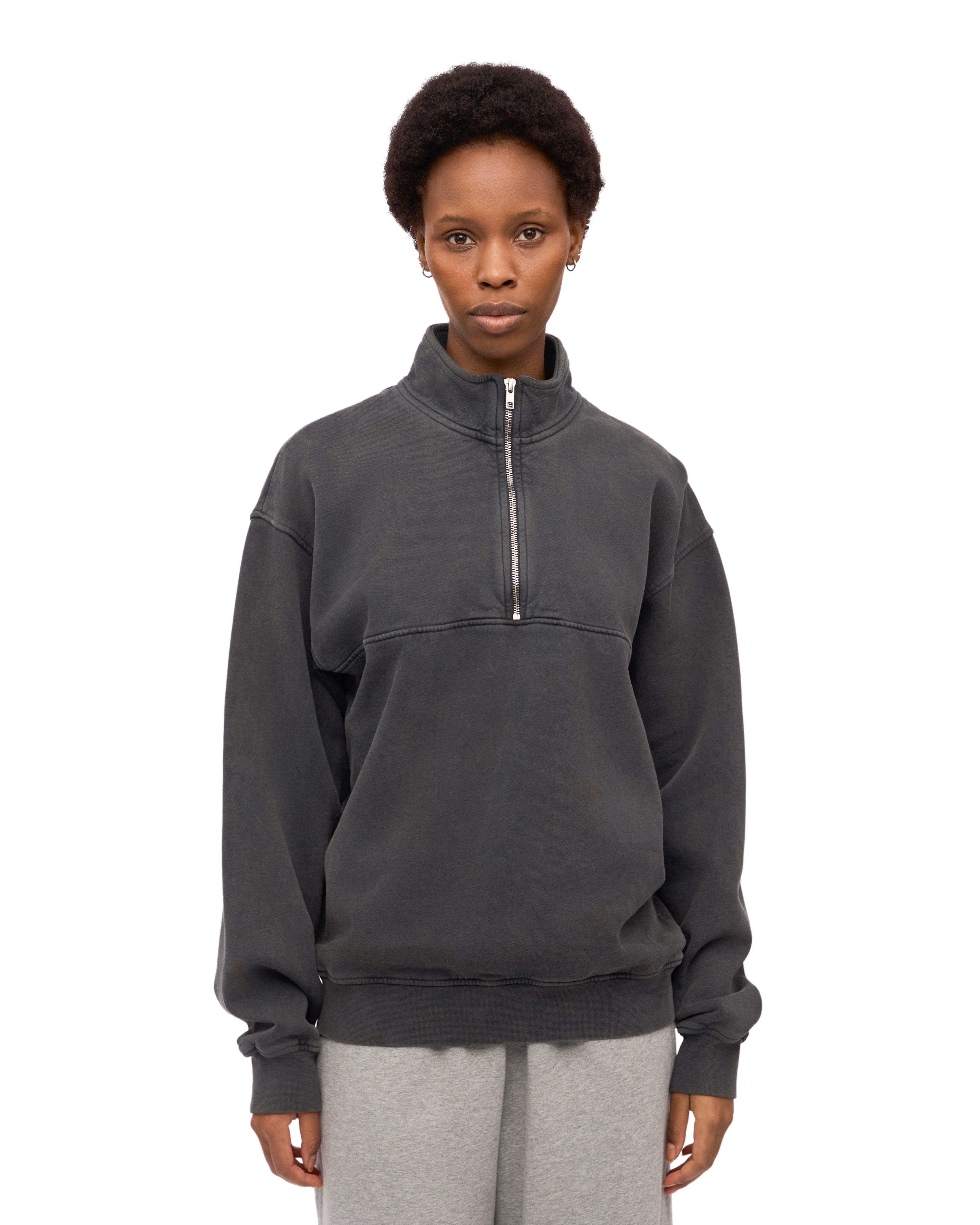 Organic Quarter Zip Sweatshirt for Men & Women | Faded Black | Soft & Comfortable Pullover | Perfect for Casual Wear, Outdoor Activities & Layering
