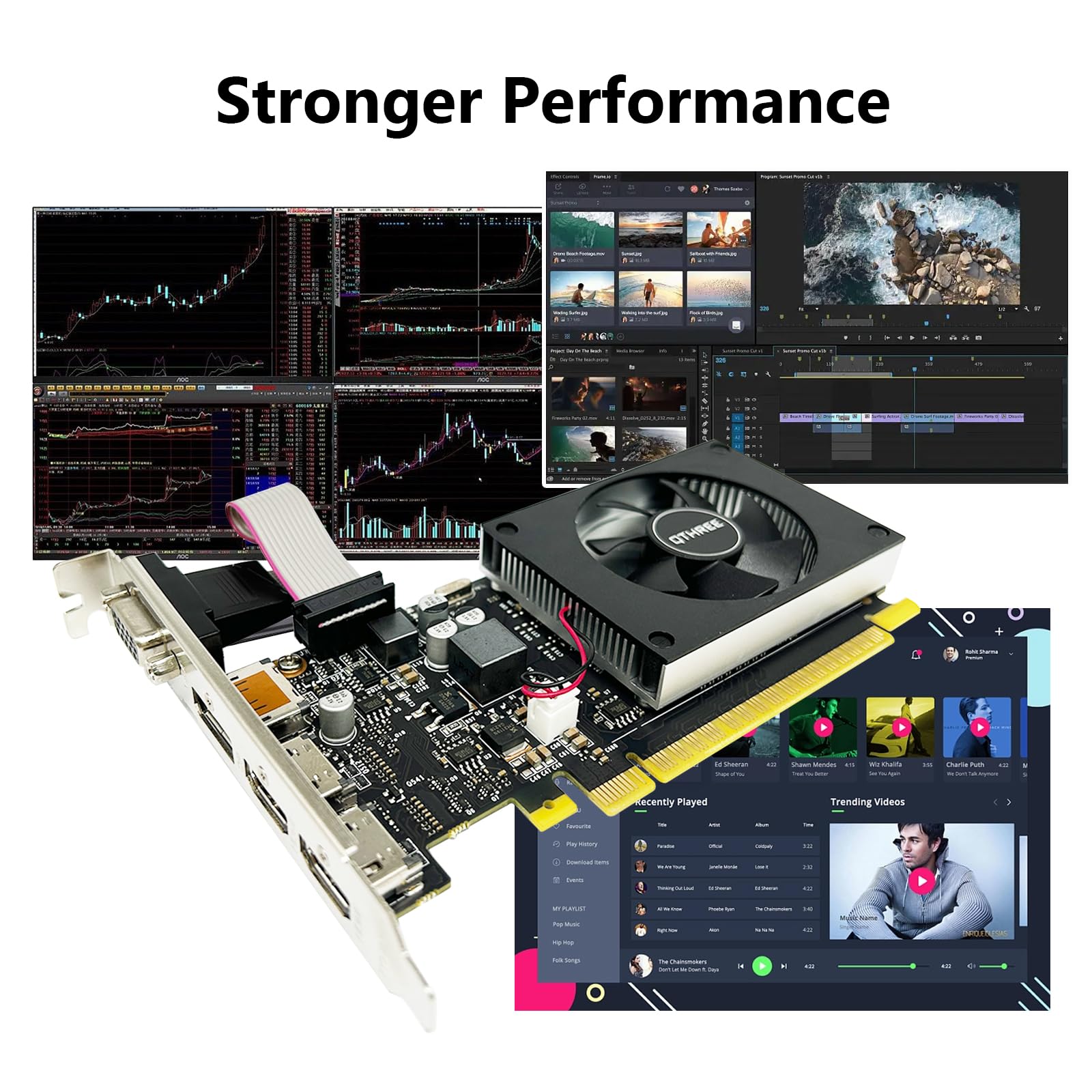 QTHREE GeForce GT 730 4GB 64Bit DDR3 Gaming Graphics Card with 2x HDMI, VGA, DP - Low Profile PCIe x8 2.0 Video Card for PC, Supports 4 Monitors, Windows 11 & DirectX 12 - Perfect for Gaming, Home Theater & Office Workstations