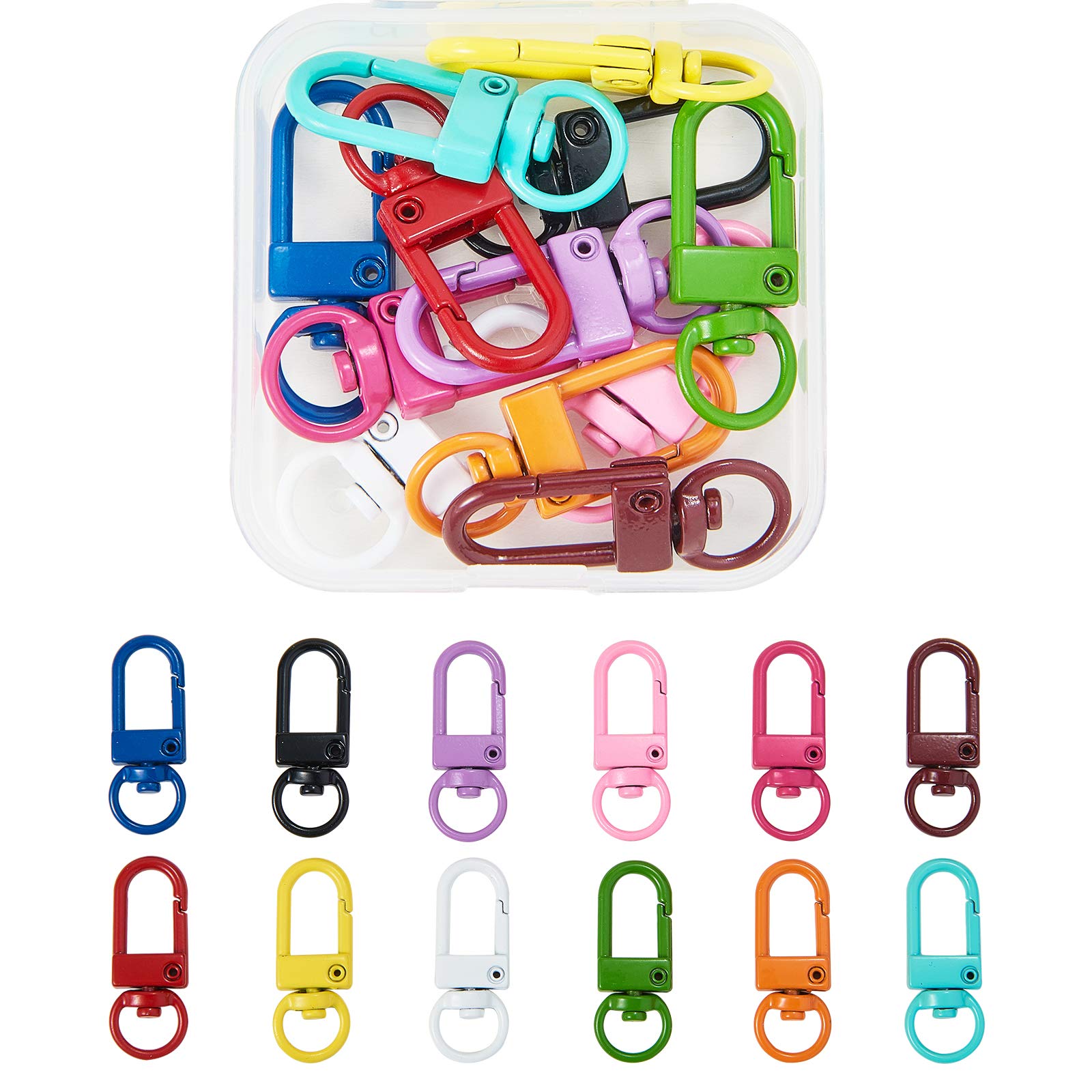 12 Colors Metal Lobster Claw Clasps for Keychains & DIY Crafts - 1.3