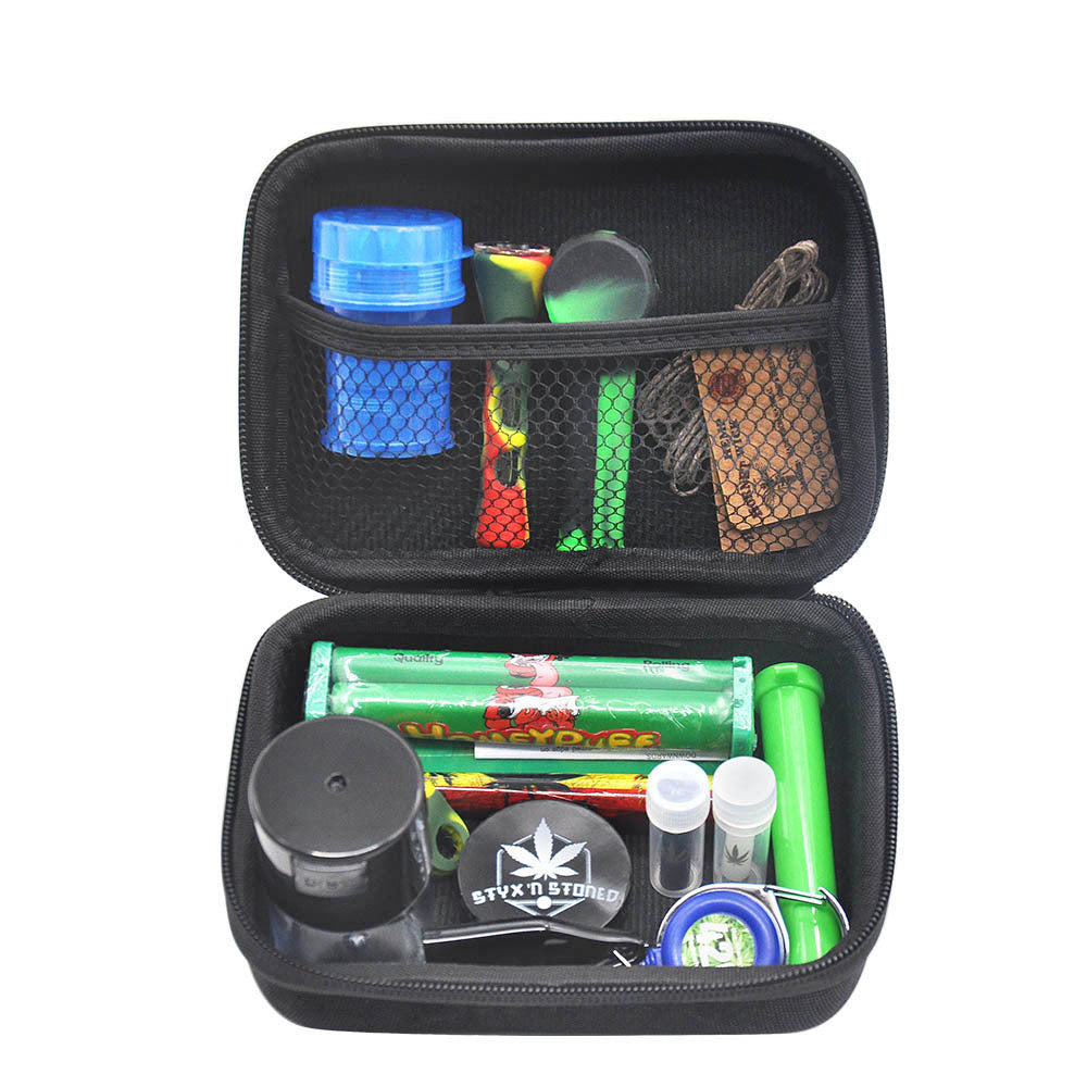 Premium 12-Piece Tobacco Bag Set with Herb Grinder, Pipe & Roller | Complete Smoking Accessories Kit for Storage & Travel | Perfect for Outdoor Adventures, Camping & Social Gatherings