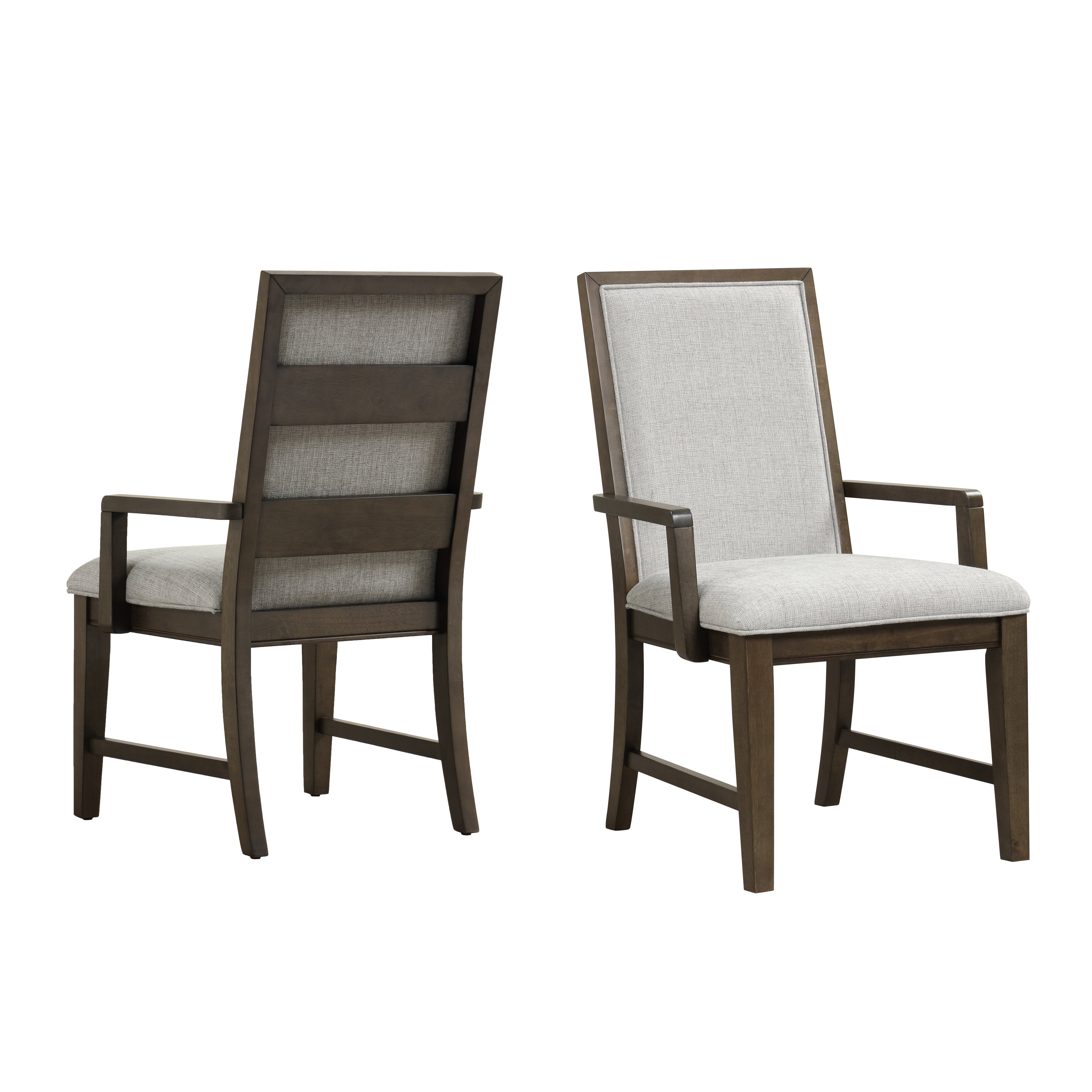 Roundhill Furniture Aberll Solid Wood Upholstered Armchairs - Gray Living Room Chairs Set of 2 for Dining Room, Bedroom, or Home Office