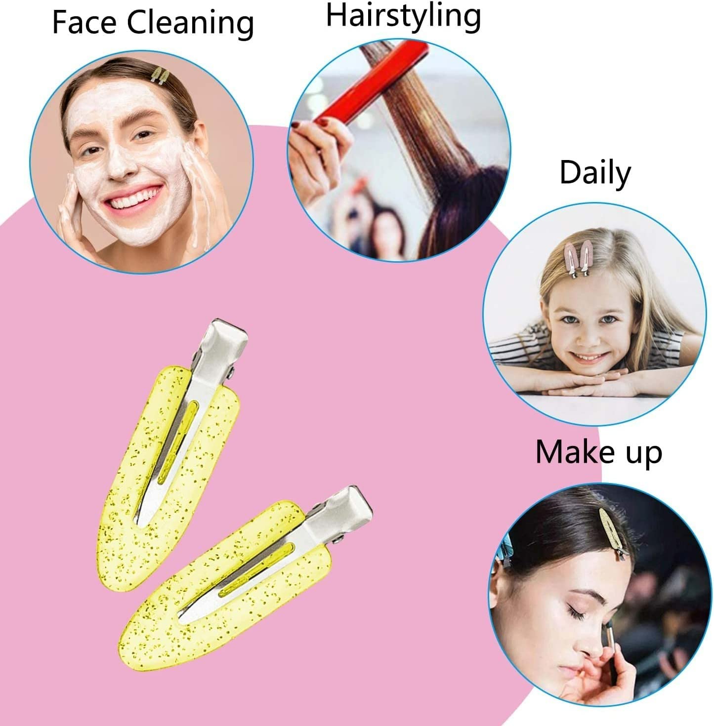 Street27® No Bend Hair Clips - Professional Creaseless Hair Clips for Styling, Sectioning & Makeup (10pcs Mixed Glitter) - Celebrity Stylist Approved, Won't Dent or Damage Hair - Perfect for Salon, Home Use & Travel Hairstyling