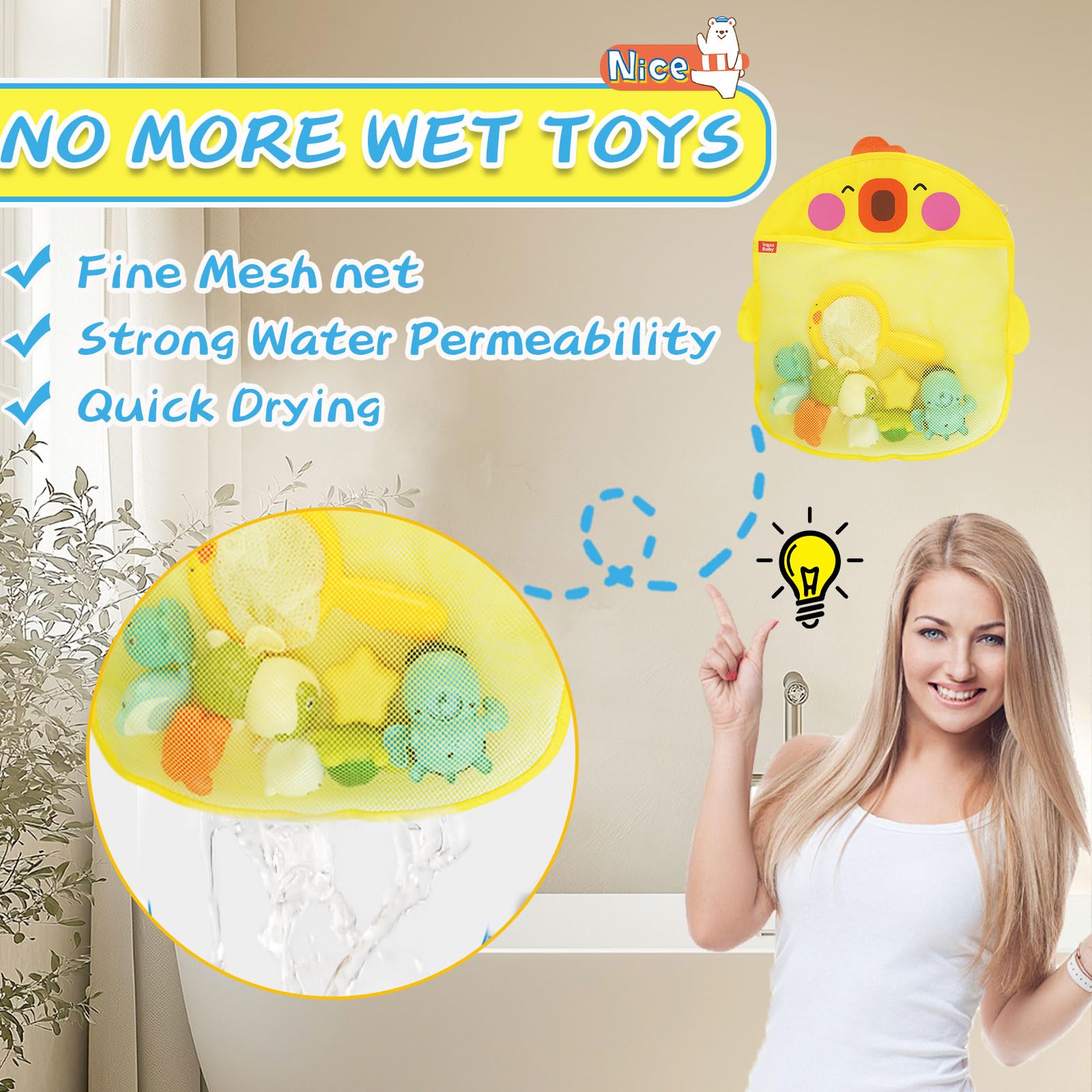 Safe Mold-Free Ocean Animal Bath Toys for Toddlers 1-3 Years - Wind Up Swimming Turtle Pool Toys with Fishing Net & Storage Bag | Fun Floating Water Play for Bathtime, Pool Parties & Early Learning