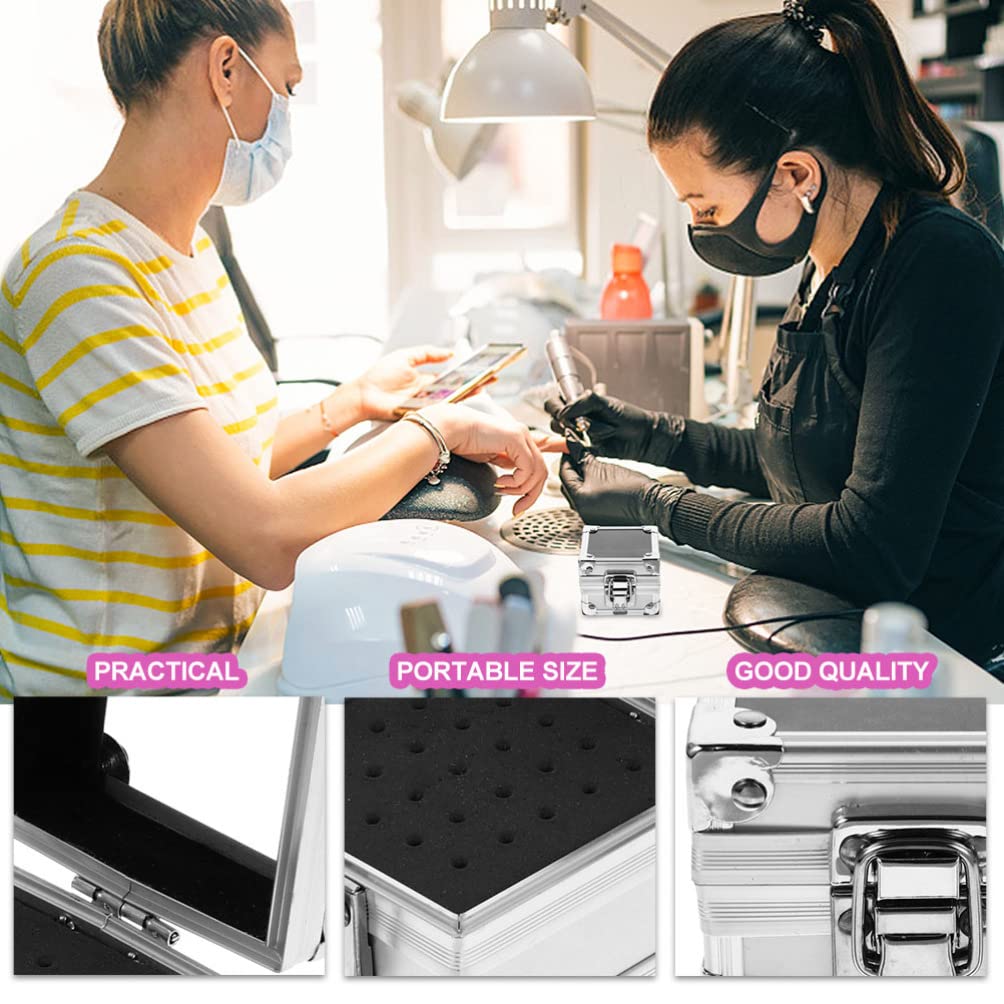 2PCS Aluminum Nail Drill Bit Holder Organizer with Multiple Slots - Portable Nail File Storage Box for Professional & Home Manicure - Perfect for Nail Salons, DIY Nail Art, and Travel Nail Kits