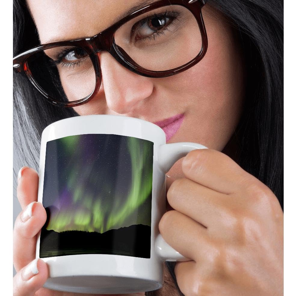 15oz Aurora Borealis Northern Lights Coffee Mug - Alaska USA Inspired Funny Gift - Perfect for Home, Office & Travel Use
