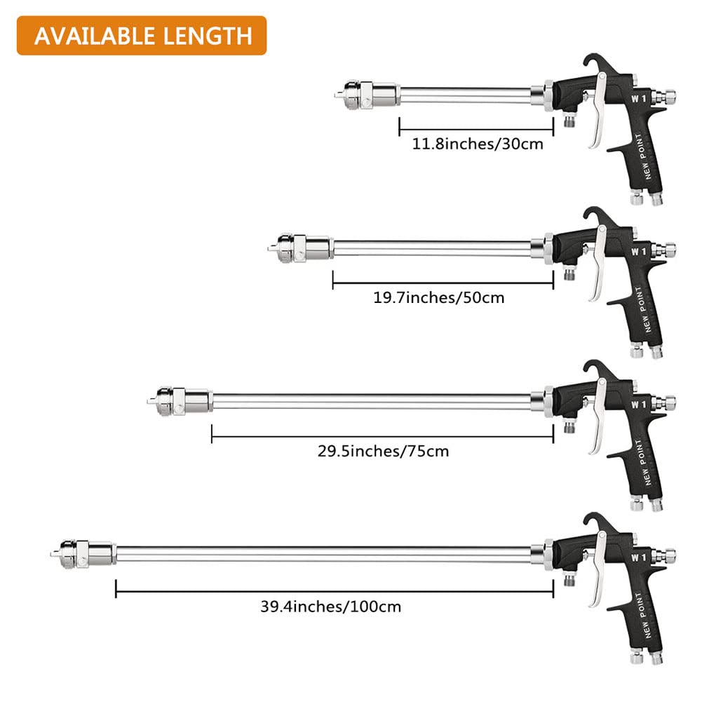 30cm Extension Long Pole Spray Angle Air Spray Gun - High Efficiency Pressure Feed Paint Gun for House & Automotive Painting (2.5mm Nozzle, 90° Spray Angle) | Perfect for Wall Painting, Car Refinishing & DIY Projects