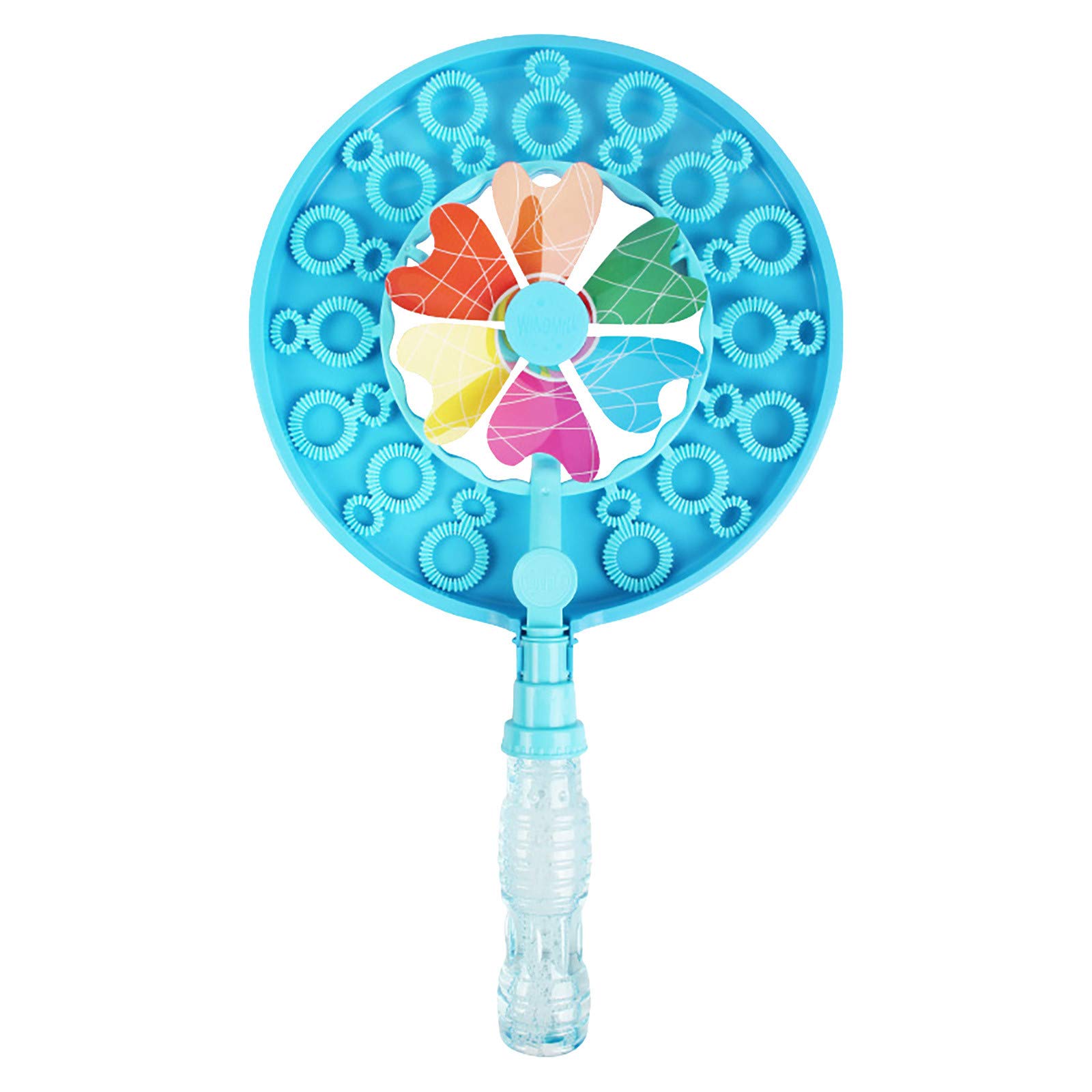 Best Bubble Maker Machine for Kids - Colorful Double Hole Bubble Wand & Windmill Blower with 100ML Solution | Outdoor Play, Birthday Parties, Backyard Fun
