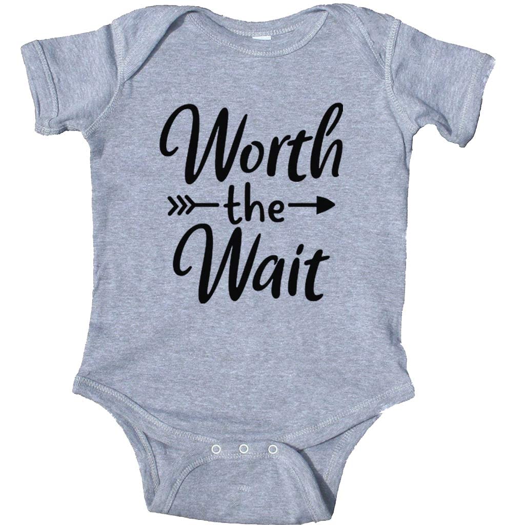 Worth The Wait Short Sleeve Baby Onesie Bodysuit - Soft Cotton Infant Romper & Creeper Outfit for Newborns 0-24 Months | Perfect for Playtime, Photo Shoots & Everyday Wear