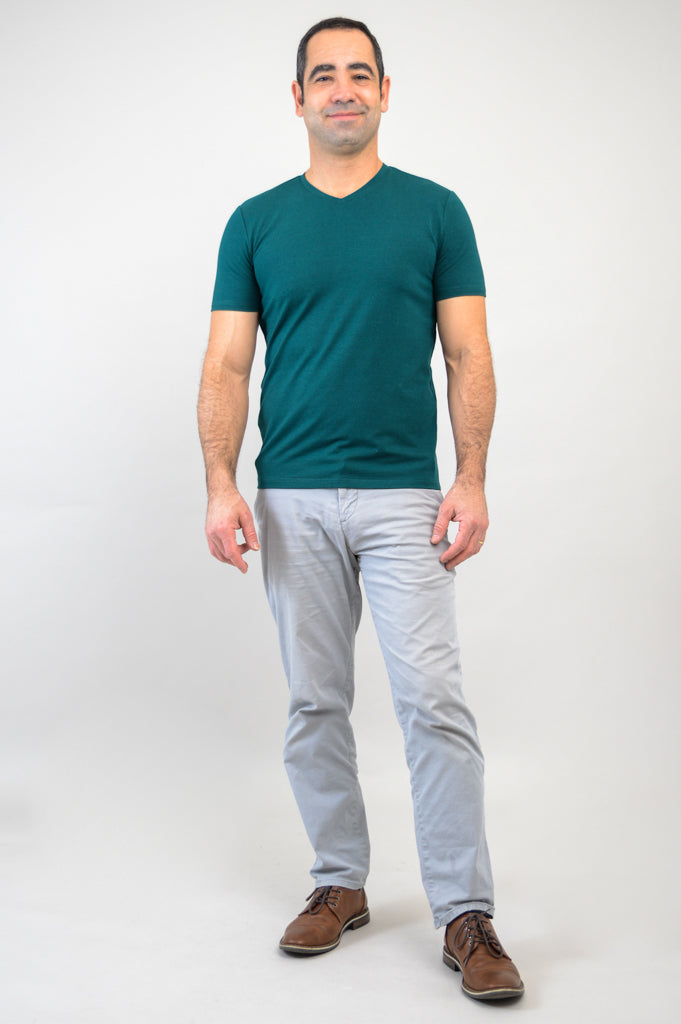 Adam Men's Short Sleeve Bamboo Shirt - Soft Breathable Teal Green Casual Top for Summer, Outdoor Activities & Travel