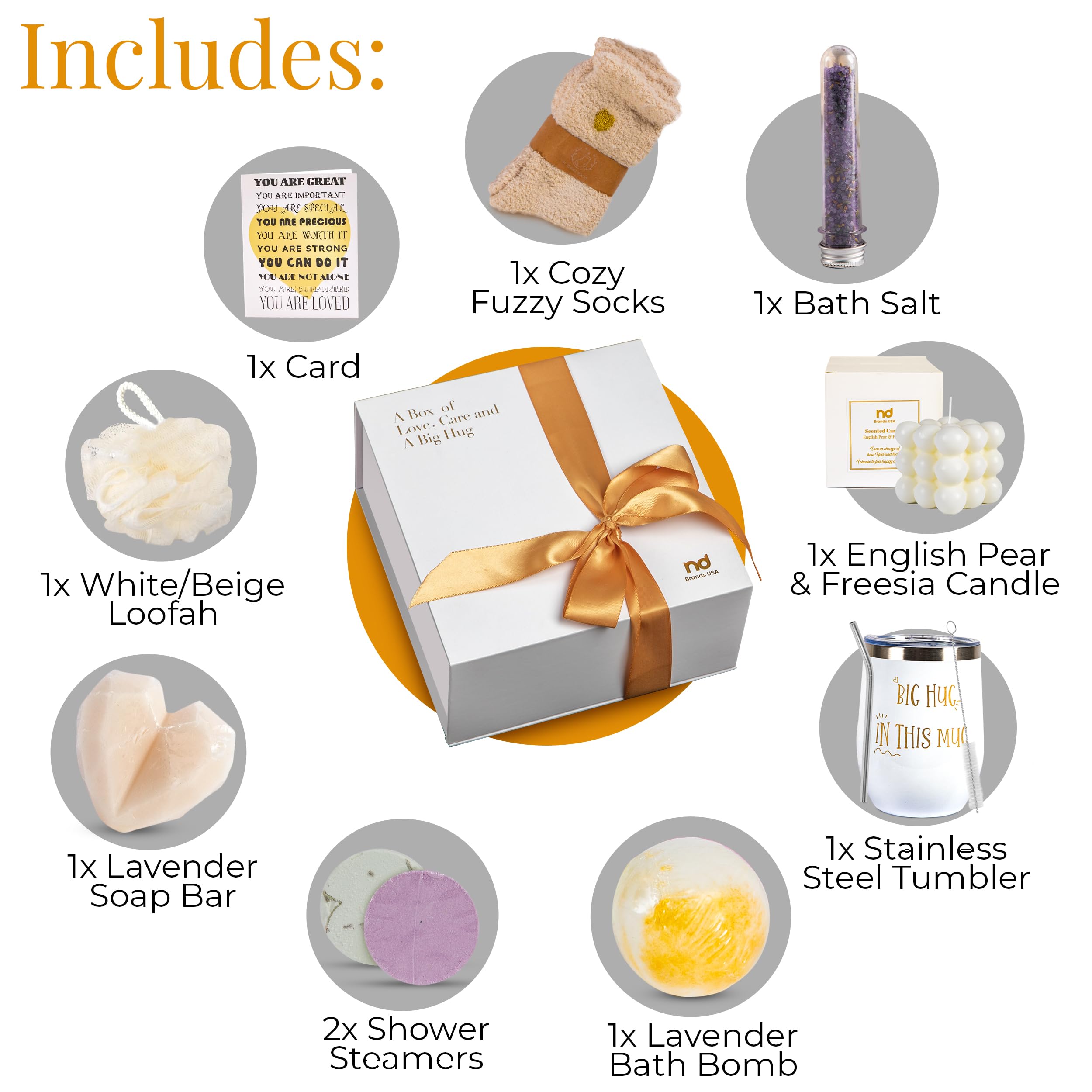 Relaxing Self Care Gifts for Women - Spa Gift Box Set with Bath Bombs, Candles & More | Birthday, Get Well Soon, Thinking of You Gift for Her, Sister & Best Friend | Perfect for Stress Relief, Pampering & Home Spa Days