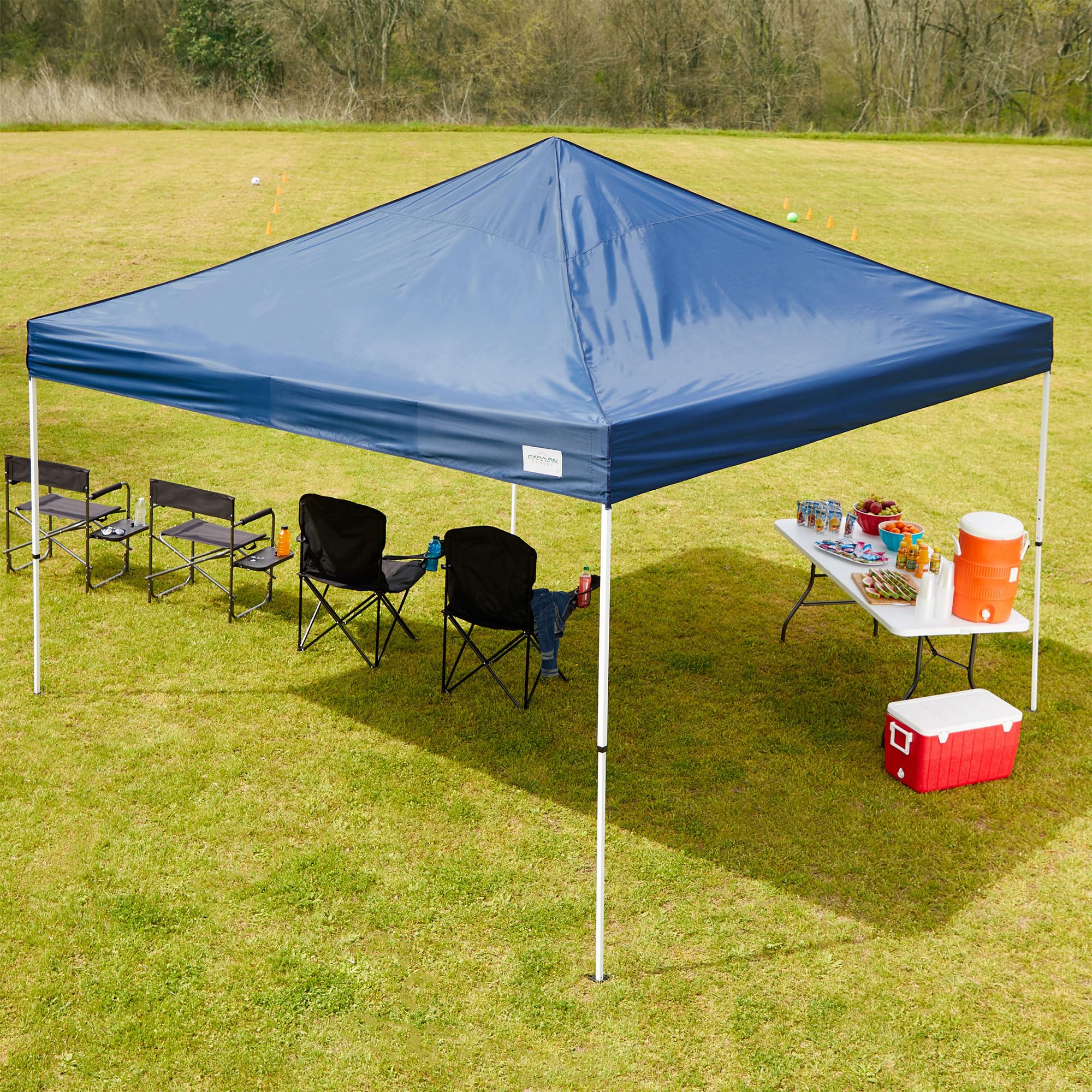 12x12 FT Instant Pop Up Canopy Tent with Adjustable Height - Steel Frame & Polyester Top for Outdoor Events, Parties, Camping & Beach - Blue Shelter for Sun Protection