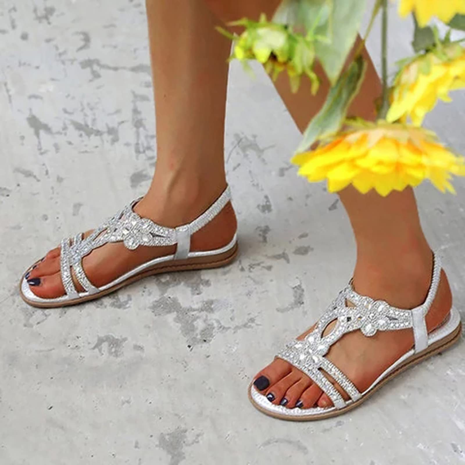 Women's Casual Flat Platform Sandals with Arch Support - Non-Slip Summer Dressy Sandals for Walking, Beach, Travel & Outdoor Activities