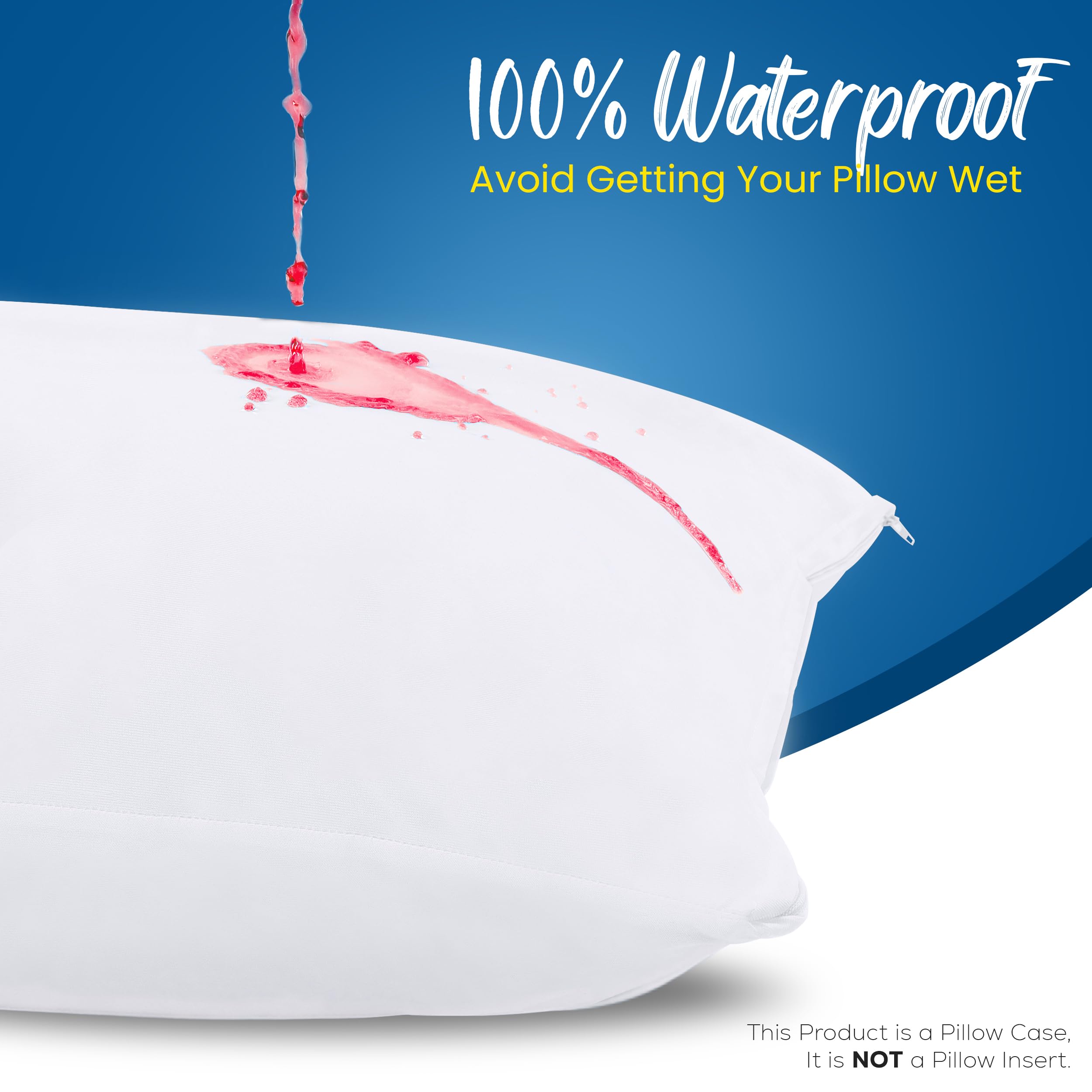 Utopia Bedding 4-Pack King Size Waterproof Pillow Protectors with Zipper (20x38 Inches) - Hypoallergenic, Bed Bug Proof & Moisture Wicking Pillow Covers for Allergy Relief - Perfect for Hotels, Dorms & Home Use (White)