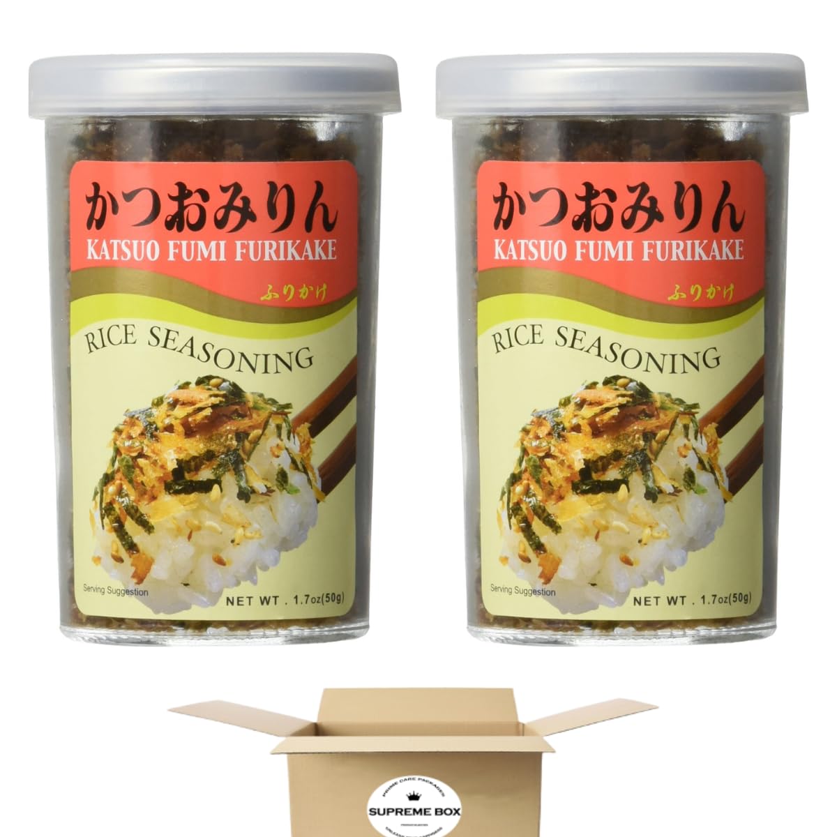 SUPREME BOX Katsuo Fumi Furikake Rice Seasoning - 1.7 oz (Pack of 2) | Japanese Bonito Flakes Topping | Perfect for Rice, Noodles & Salad | Great for Home Cooking & Meal Prep