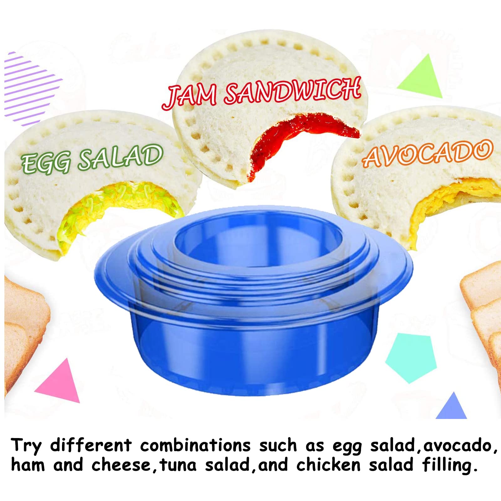 5PCS Sandwich Cutter and Sealer Set - Pancake & Cookie Press Mold, DIY Sandwich Maker for Kids Lunch Box | Perfect for Bento Box, School Lunch & Party Snacks