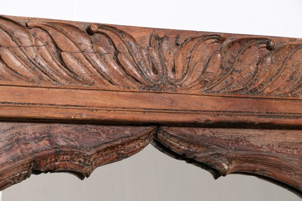 Hand Carved Indian Arched Window Frame Mirror - Brown Wooden Wall Decor for Living Room, Bedroom & Entryway - Boho Home Decor & Unique Gift Idea