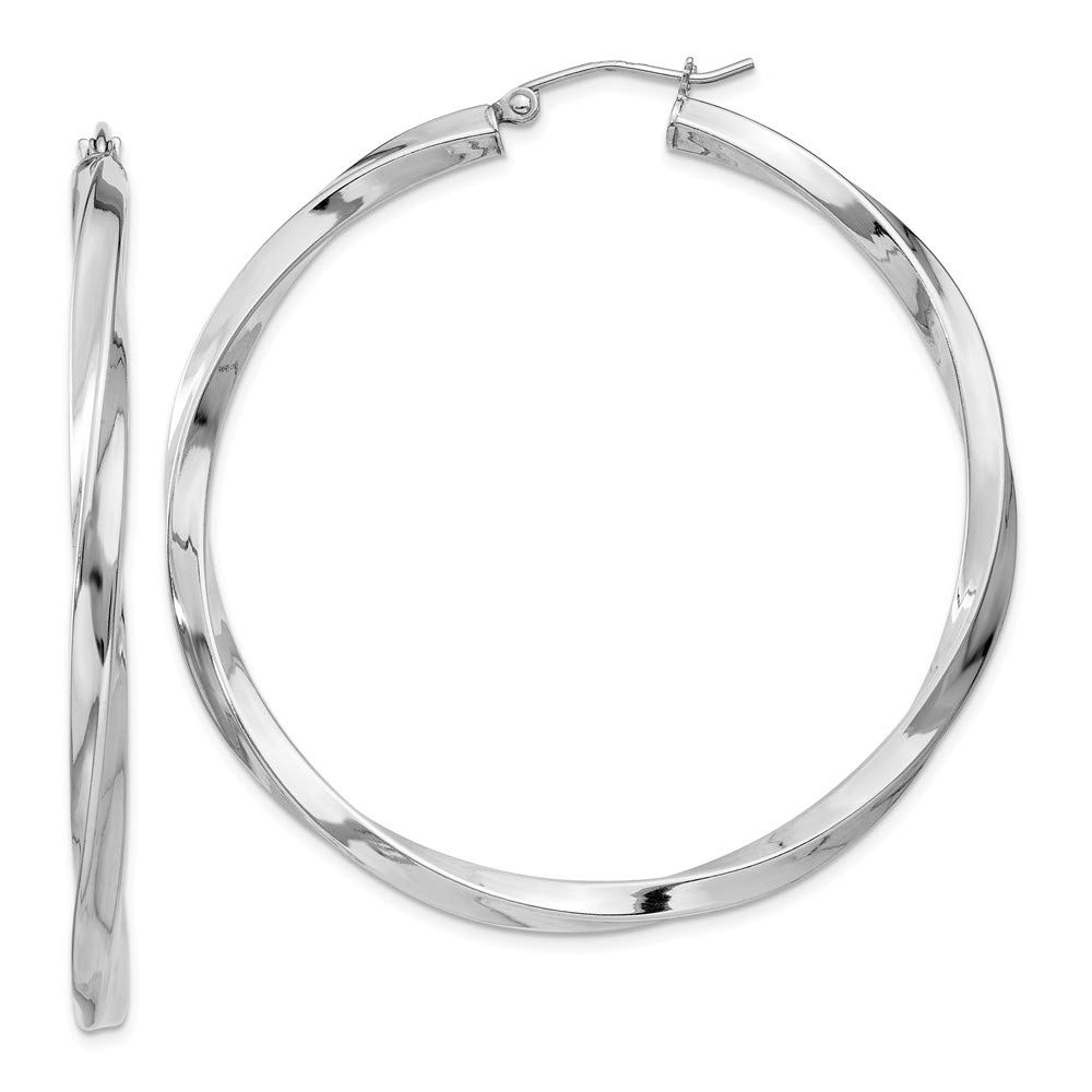 925 Sterling Silver 3mm Twisted Hoop Earrings for Women - 52mm x 50mm Dainty Boho Jewelry - Perfect for Everyday Wear, Parties & Gifts