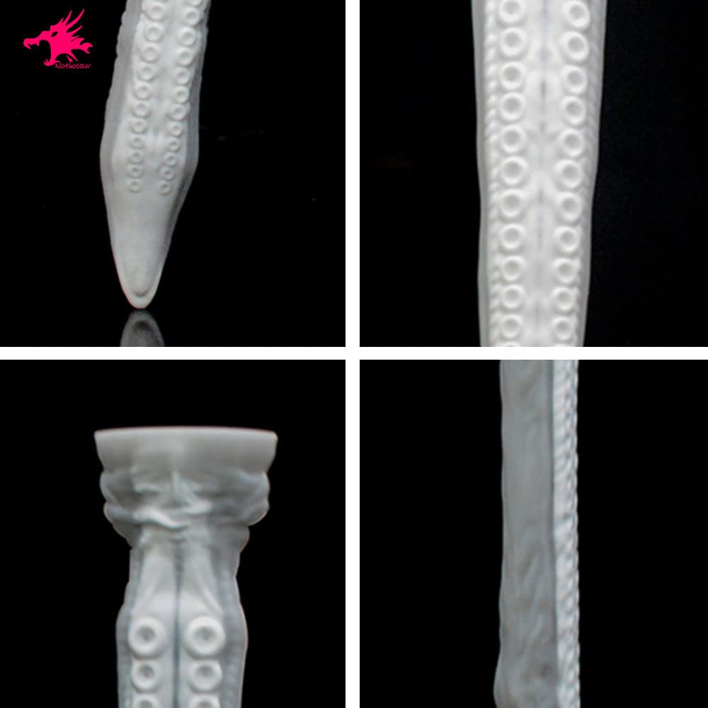 Nothosaur Abyss II 21.6 Inch Long Fantasy Dildo - 1.9 Inch Wide Tentacle Anal Plug for Depth Training - Soft Platinum Silicone, Handmade with Suction Cup - Swan White & French Grey - Perfect for BDSM, Fantasy Play and Solo Pleasure