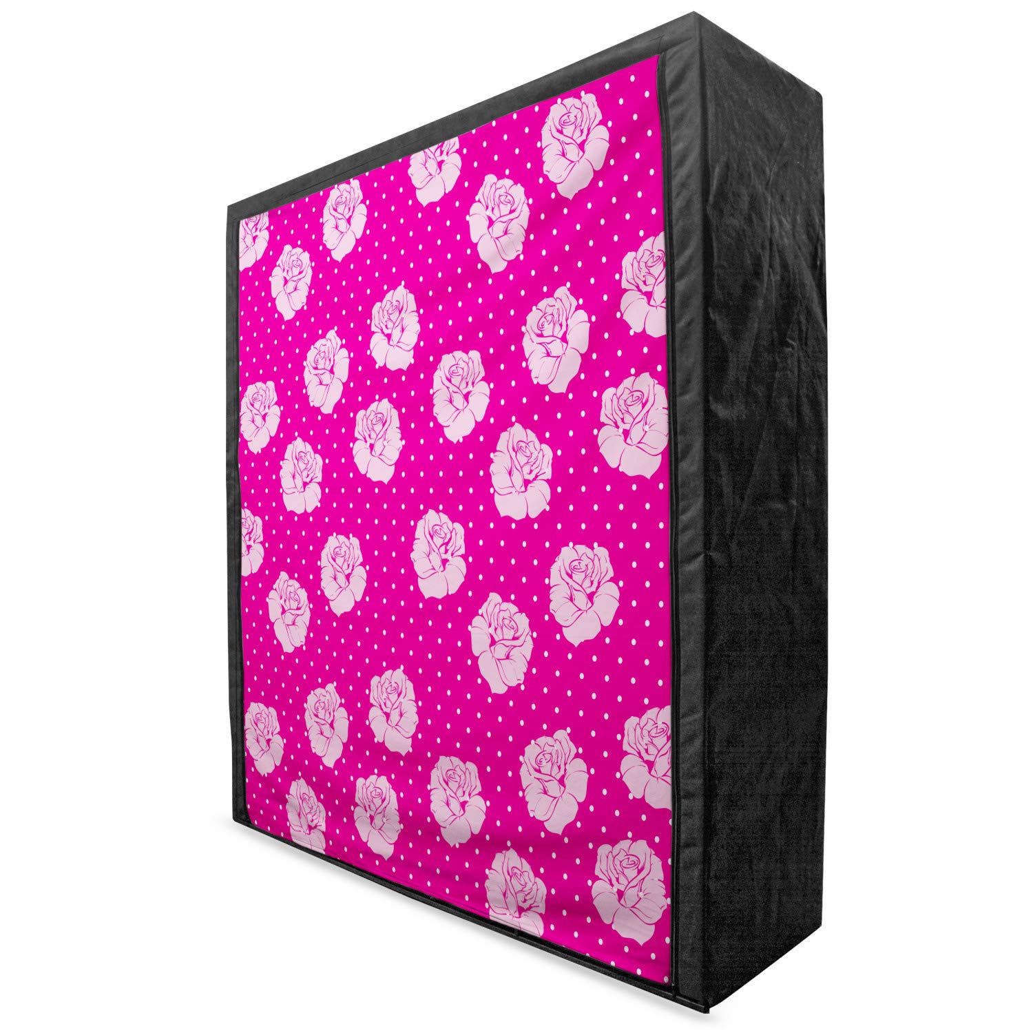 Ambesonne Hot Pink Portable Fabric Wardrobe with Vintage Roses - 59