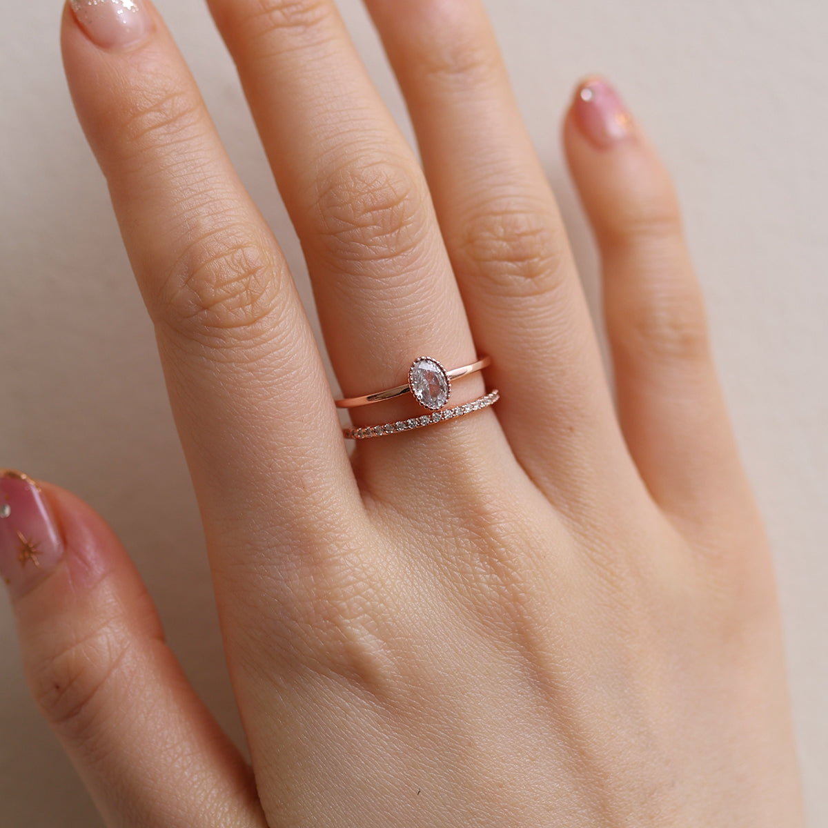Double Sparkle Layered Ring for Women - Elegant Stackable Rings Set - Perfect for Everyday Wear, Date Night & Special Occasions