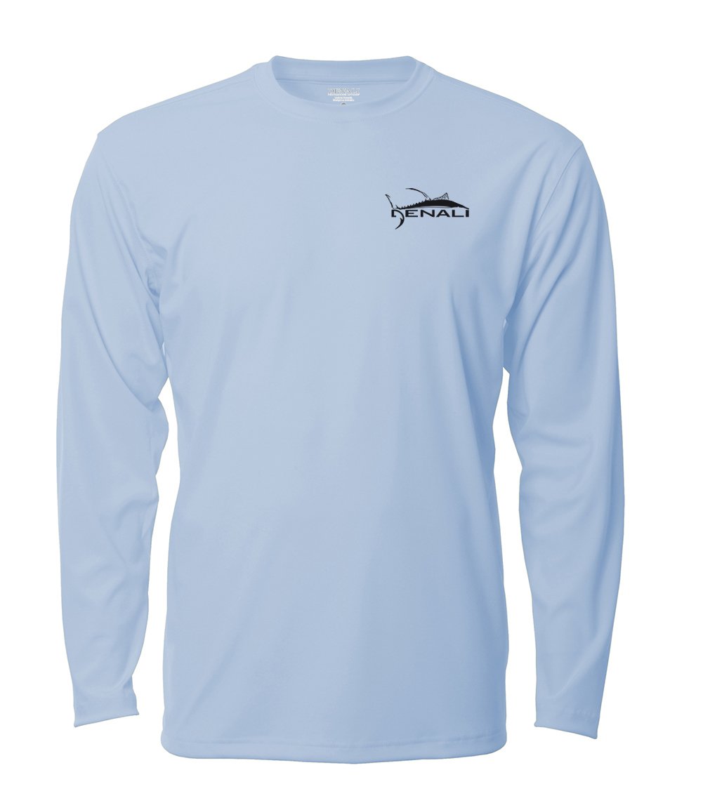 Denali Performance Men's UPF 50+ Sun Protection Long Sleeve Shirt - Moisture Wicking Fishing & Outdoor UV Shirt in Tarpon Ice Blue - Ideal for Hiking, Boating and Summer Activities