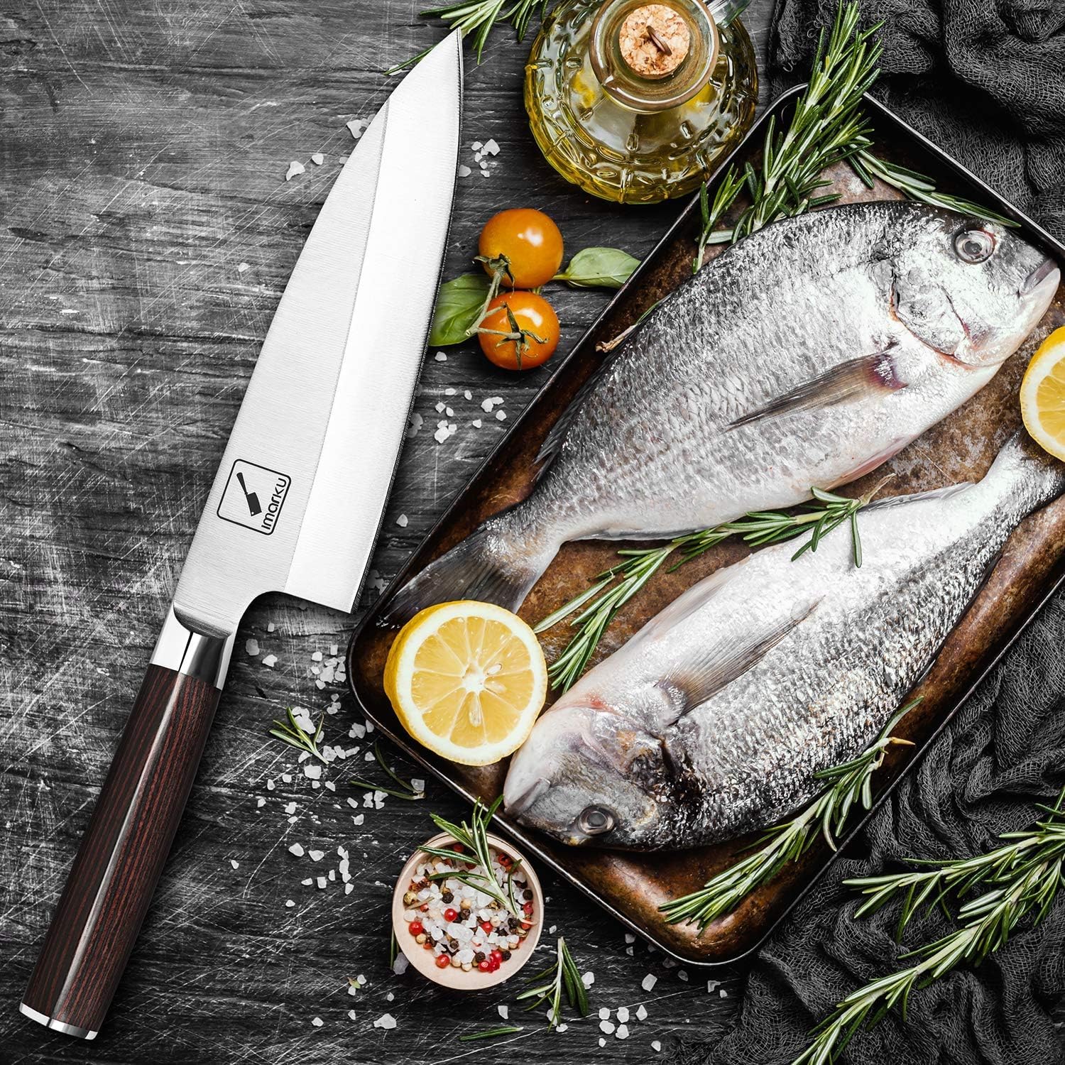 Imarku 7-inch Deba Knife - Ultra Sharp Japanese Sushi & Fish Fillet Knife with Stainless Steel Single Bevel Blade, Ergonomic Handle - Perfect for Sushi Making, Fish Cutting & Kitchen Prep - Ideal Gift for Chefs, Mom & Dad (Birthday, Housewarming)