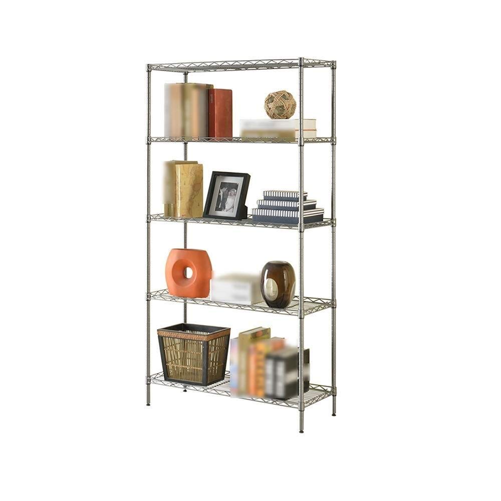 5-Tier Metal Storage Shelf - Heavy Duty Kitchen Organizer Rack for Pantry, Garage, Laundry Room - Silver Gray (84x34x165cm) - Space Saving Home & Office Storage Solution