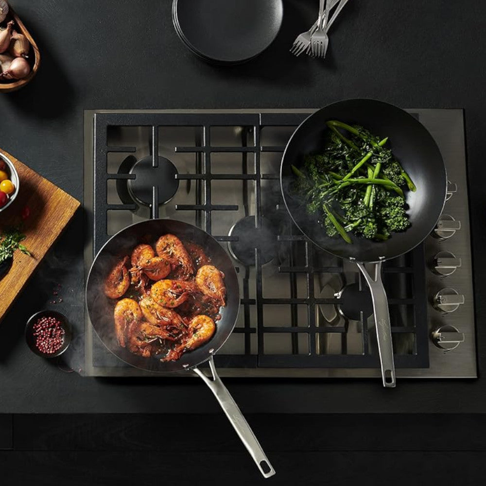LAGOSTINA L700040730 30cm Blue Carbon Steel Wok Pan - Professional Stir Fry, Sauté & Deep Frying for Home Cooking & Asian Cuisine
