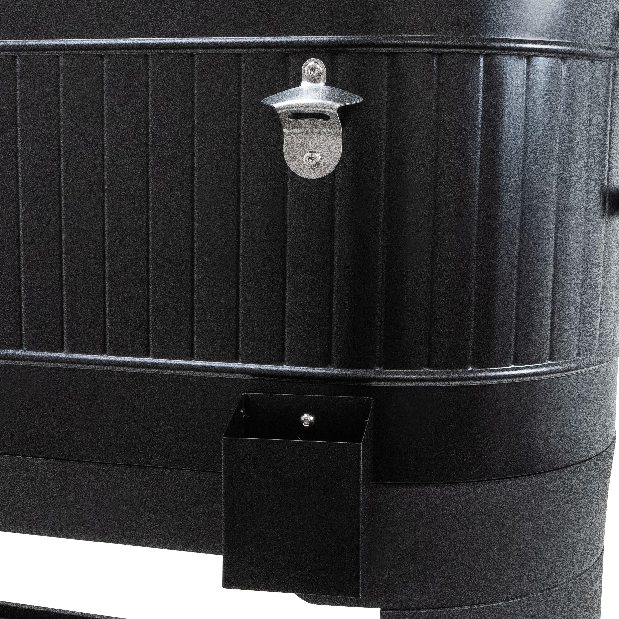 Permasteel 120-Qt Rolling Ice Chest Cooler with Wheels & Drink Dividers - Portable Outdoor Party Cooler Cart for BBQs, Tailgating, Camping & Indoor Entertaining - Black