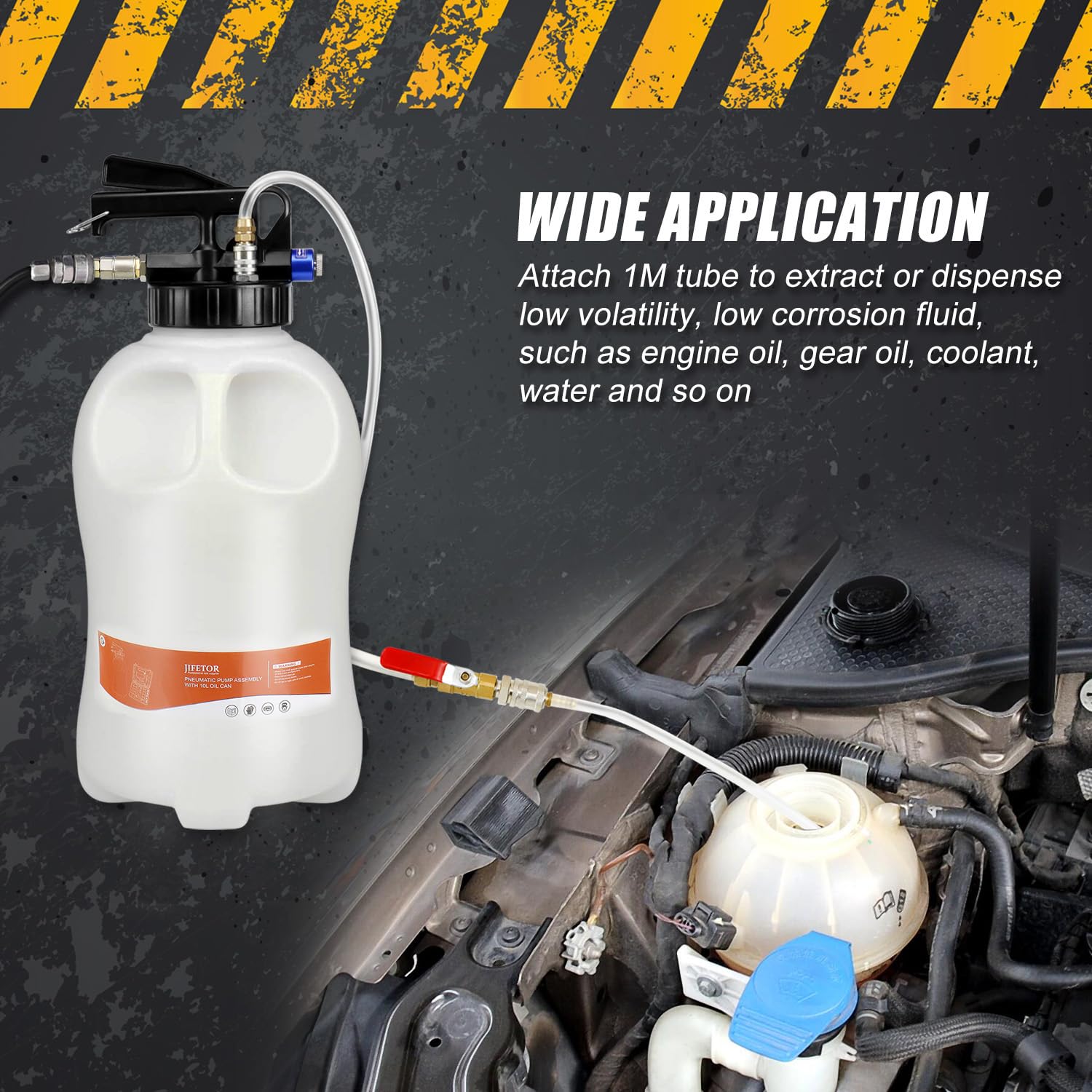 JIFETOR 10L Pneumatic Transmission Fluid Pump Extractor & Dispenser Kit - 15PCS ATF Adapters & 3PCS 1M Hose for Gear Oil Transfer - Ideal for Garage, Auto Shop & DIY Car Maintenance (ATF Fill & Evacuator Tool Set)