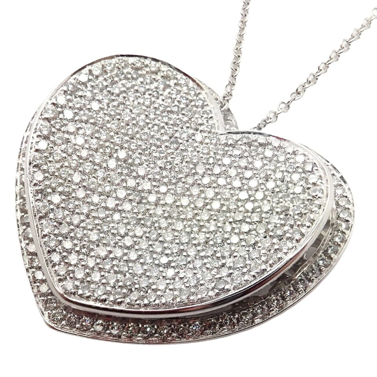 Authentic Pasquale Bruni 18k White Gold 2.02ct Pave Diamond Heart Necklace - Luxury Valentine's Gift for Her, Anniversary Jewelry & Romantic Occasion Present