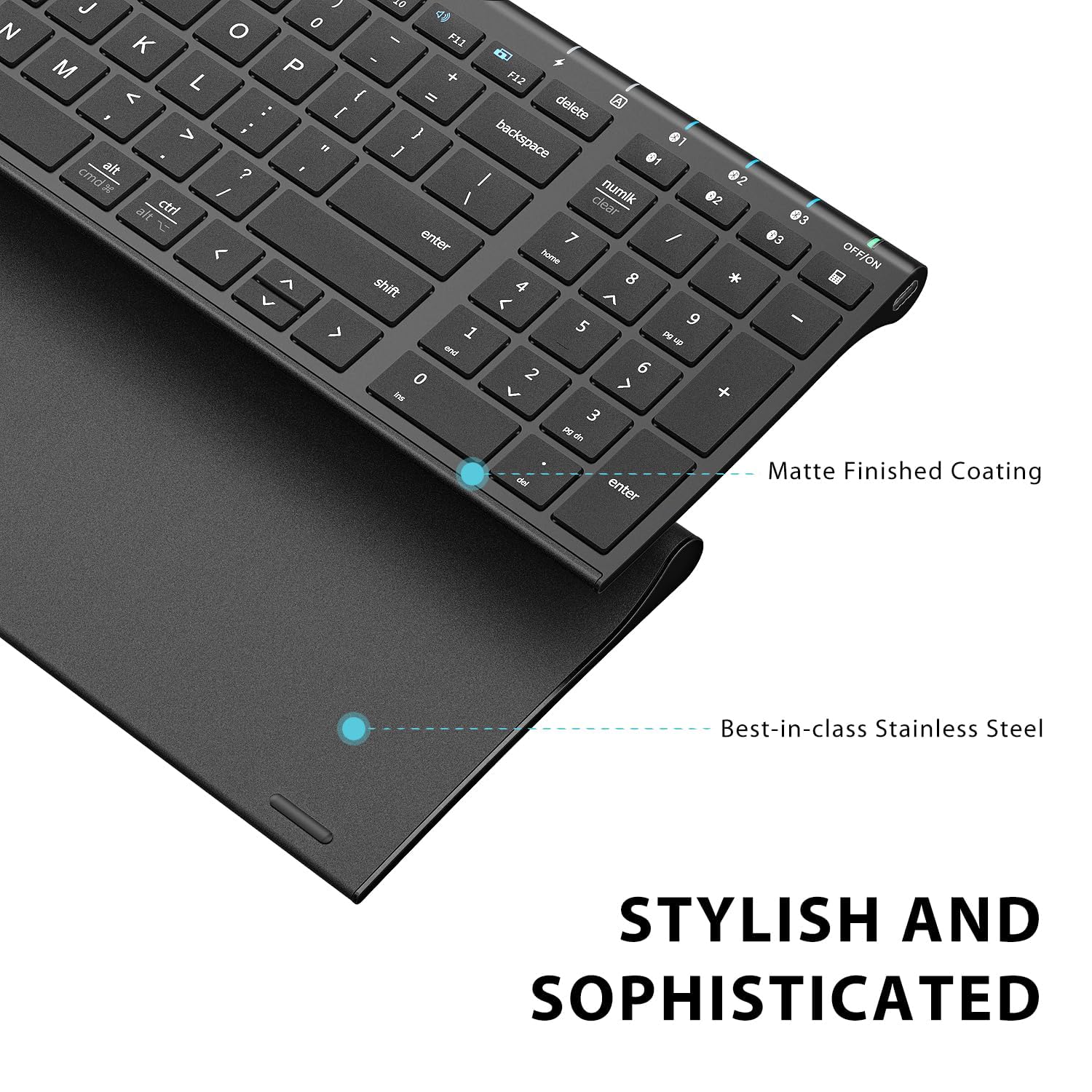 iClever BK10 Bluetooth 5.1 Keyboard - Wireless, Rechargeable, Multi-Device for Mac/Windows/iOS/Android - Perfect for Office & Travel
