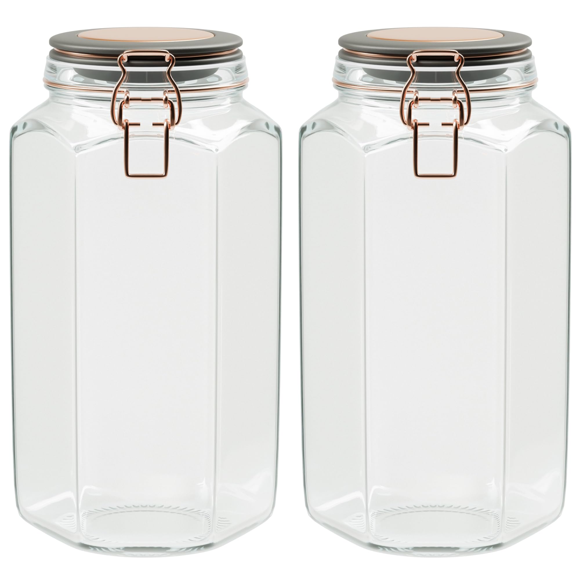 Amici Home Adler Airtight Glass Food Storage Canisters - Set of 2 (42oz) | Hermetic Seal for Coffee Beans, Flour, Sugar & Dry Goods | Perfect for Kitchen Pantry Organization & Cookie Storage | Ideal for Baking, Meal Prep & Home Organization