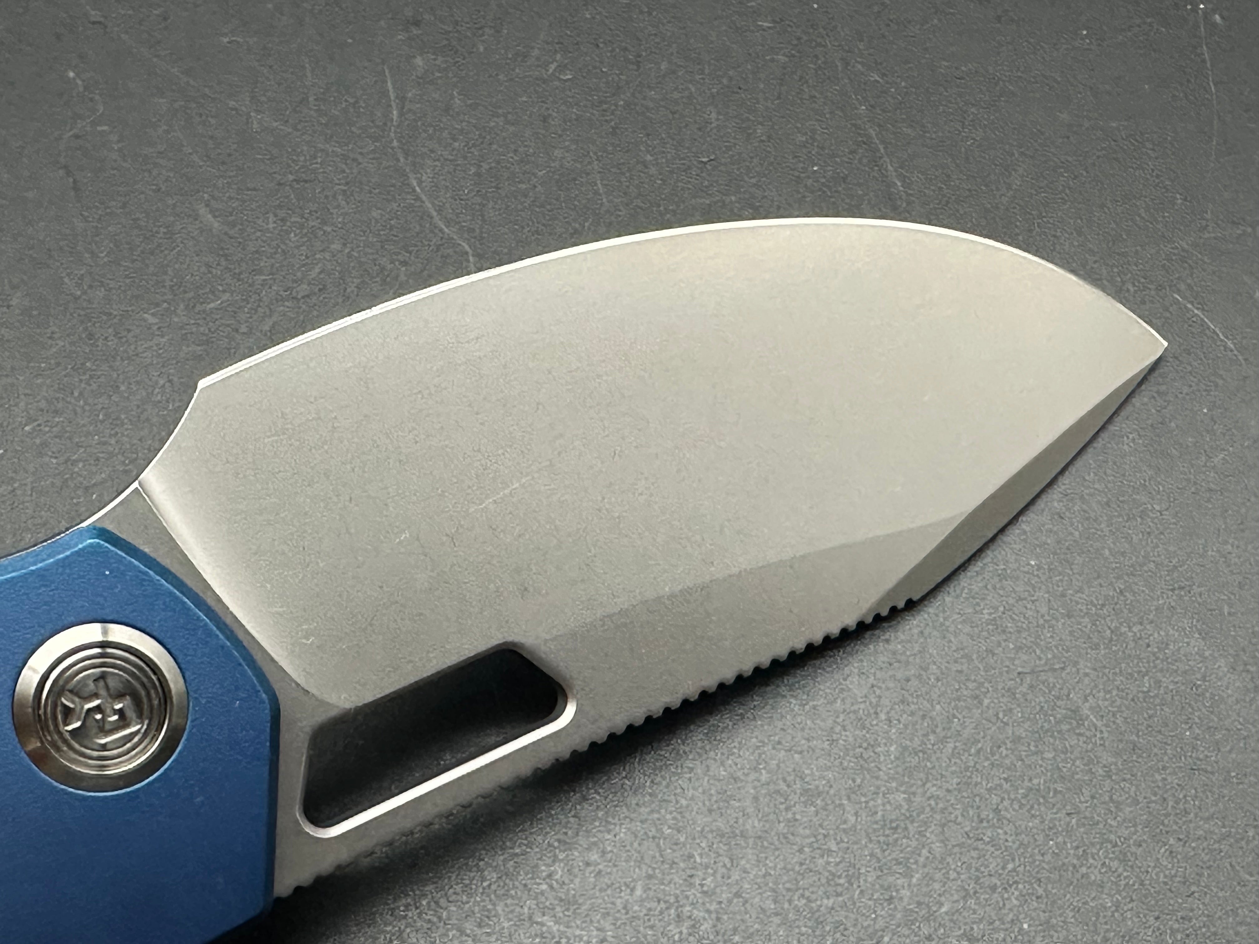 DIVO KNIVES GROWLER V2 Pocket Knife - Blue Aluminum Handle, Sandwashed 154CM Steel, Plain Edge - EDC, Camping, Outdoor Survival Tool