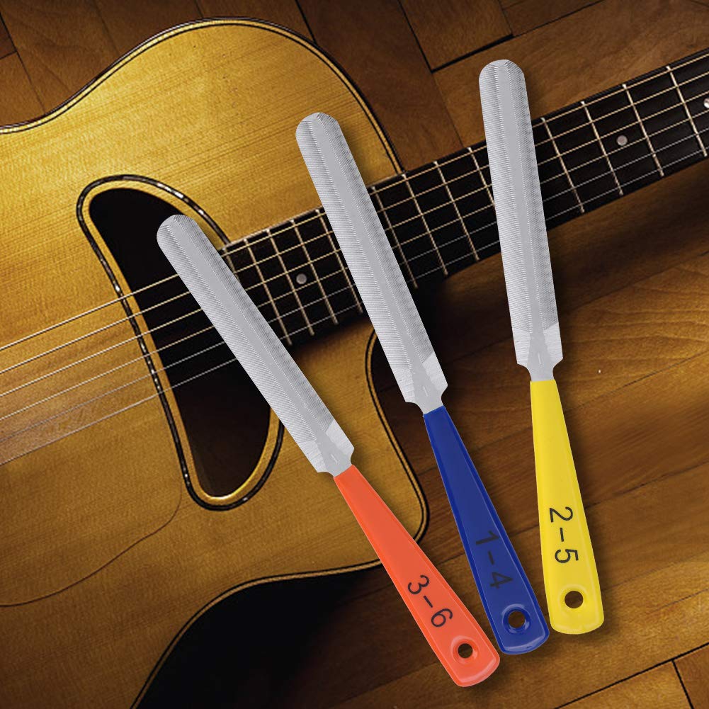Alomejor 3-Piece Stainless Steel Guitar Nut Files Set - Professional Guitar Bridge & Nut Repair Tools for Luthiers & Musicians - Perfect for Guitar Maintenance, Setup & DIY Repairs at Home or Studio