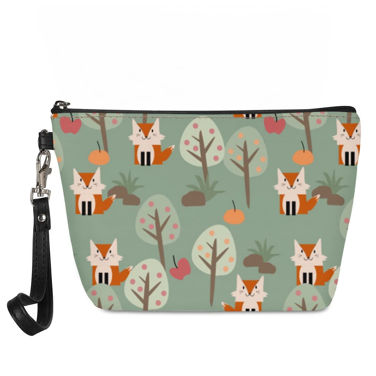Fox Print Makeup Bag - Lightweight Portable Cosmetic Pouch for Women | Travel Storage & Toiletry Organizer | Perfect for Brushes, Outdoor Trips & Daily Essentials