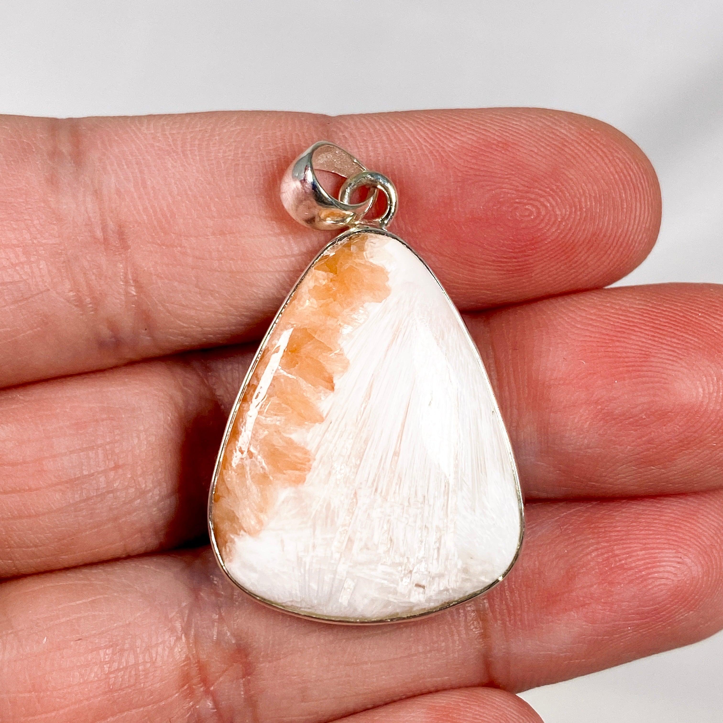 Scolecite Teardrop Pendant Necklace KPGJ3811 - Natural Crystal Healing Jewelry for Meditation & Energy Balancing
