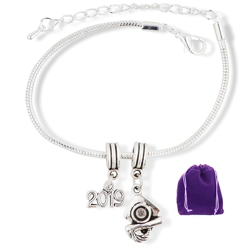 2019 Graduation Bracelet Jewelry - Elegant Charm Bracelet Gift for Women & Men - Perfect Graduation Party Favors & Class of 2019 Gifts - Ideal for Commencement Ceremonies & Graduation Celebrations