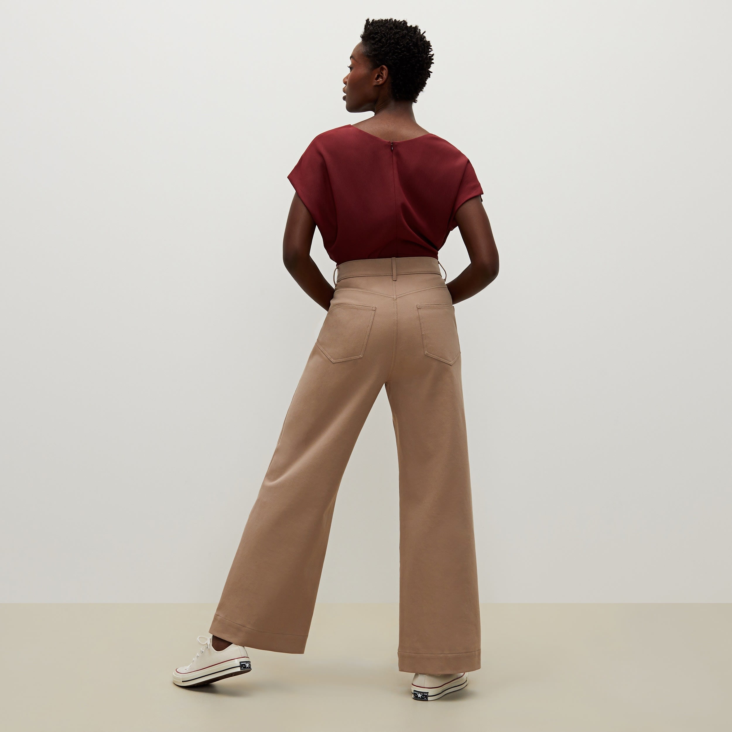 Milo Wide Leg Eco-Friendly Jeans for Women - Better Than Denim, Comfortable High Waist Stretch Pants (Fawn Color) - Perfect for Casual Wear, Office Outfits & Weekend Brunch