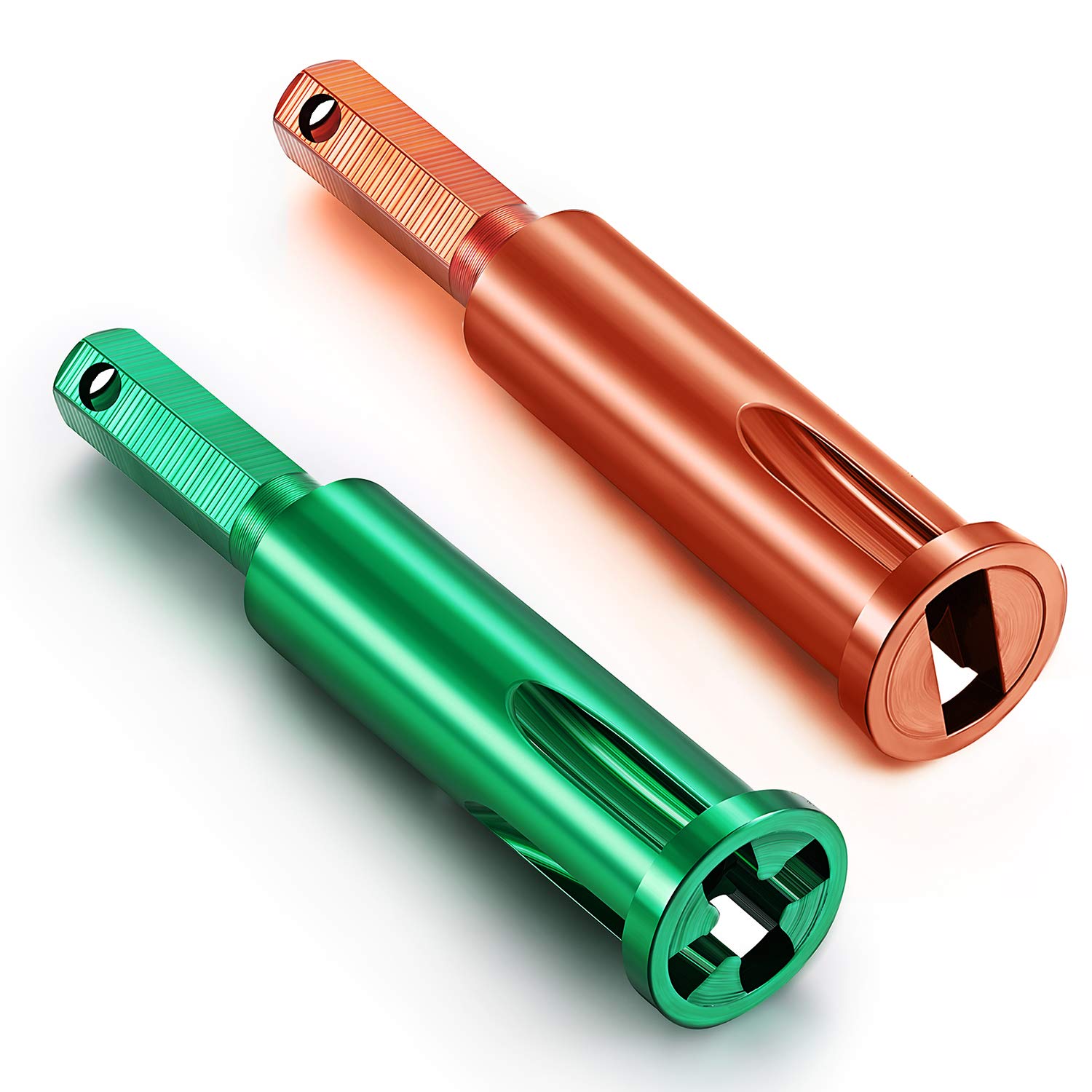 Professional Wire Twisting Tool Set - 4 Square 3 Way & 5 Way Electrical Wire Stripper and Twister for Power Drill Drivers - Green & Orange (2-Piece) - Perfect for DIY Electrical Projects, Home Wiring, and Professional Electrician Work