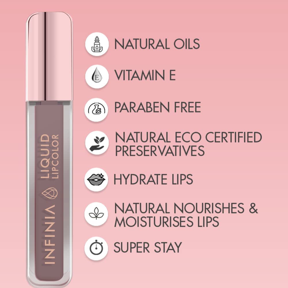 INFINIA Long Lasting Liquid Lipstick - M-02 Velvet Matte Lip Color | Hydrating & Smudge Proof | Perfect for Date Night, Parties & Everyday Wear