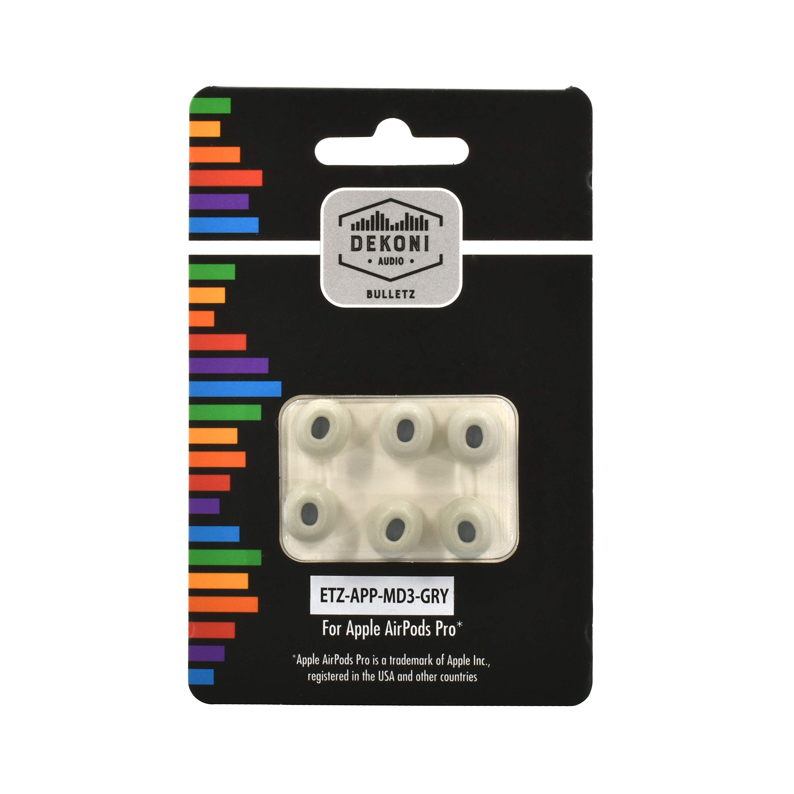 Dekoni AirPod Pro Memory Foam Ear Tips (3PK) - Medium Gray for Comfort & Noise Isolation
