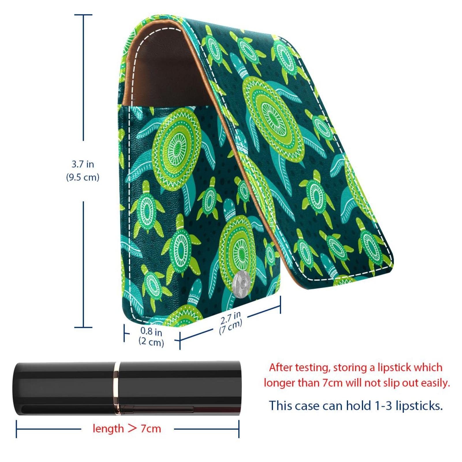 Personalized Lipstick Case - Portable Makeup Bag & Cosmetic Pouch Organizer with Cute Green Turtle Pattern - Perfect for Travel, Gift & Daily Makeup Storage