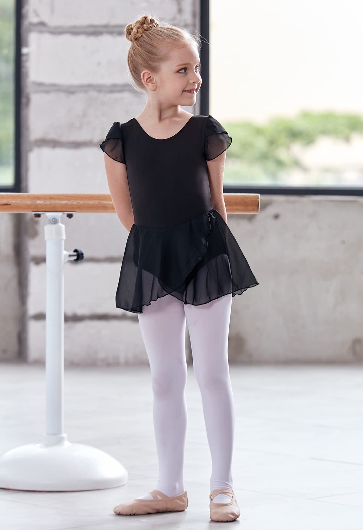 **MdnMd Girls Ballet Leotard with Skirt - Toddler Dance Outfit for Ballet, Gymnastics & Performance - Classic Short Sleeve Leotard for Ballerinas - Perfect for Recitals, Classes & Dance Practice**