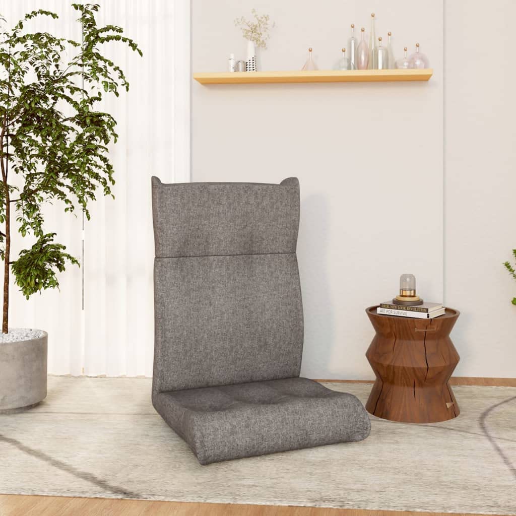 CHARMMA Folding Floor Chair with Back Support - Padded Sleeper Sofa Bed, Recliner & Gaming Chair for Adults - Light Gray Fabric - Perfect for Meditation, Living Room Lounging & Small Space Comfort