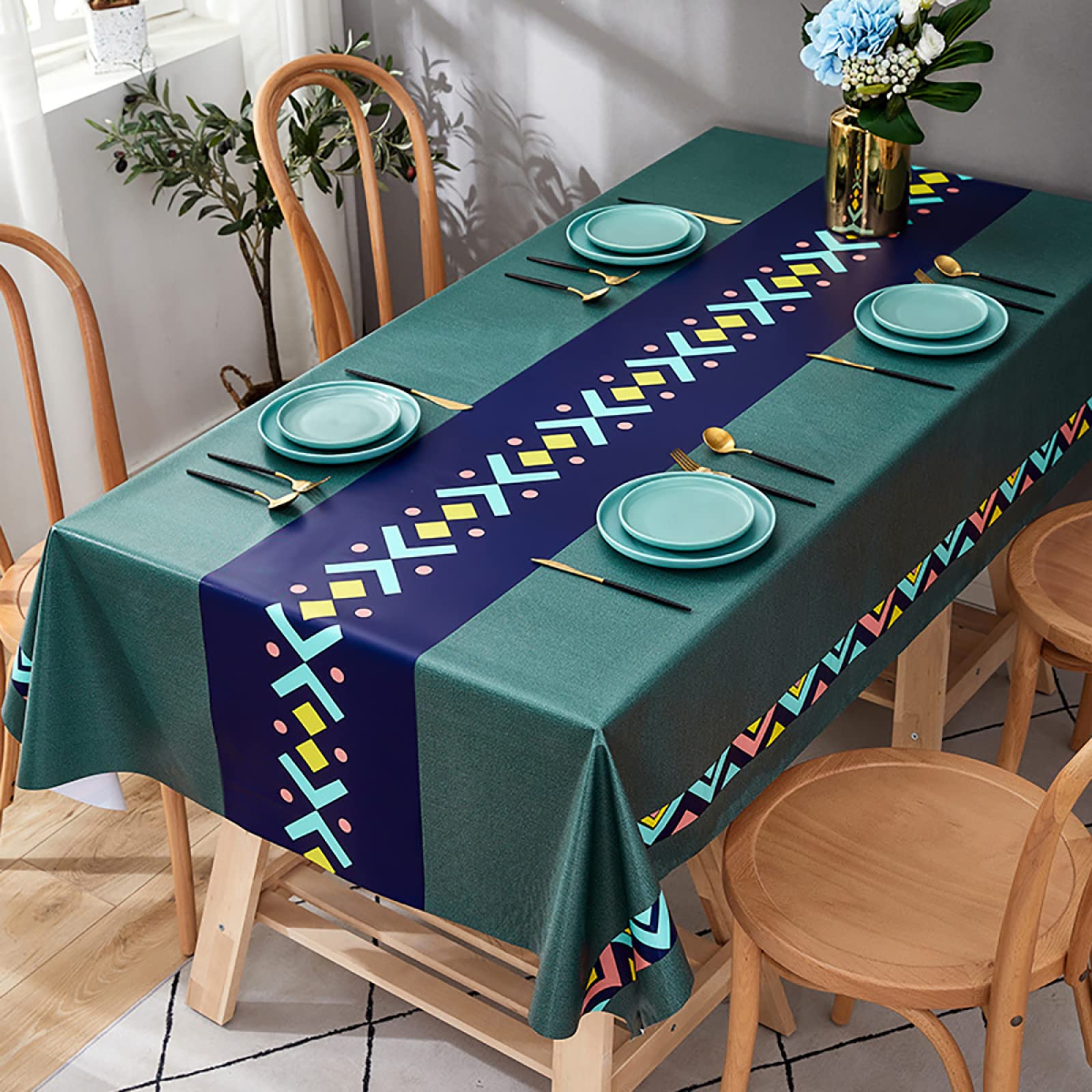 Rectangle PVC Plastic Tablecloth - Wipeable, Dust-Proof Table Cover for Kitchen, Dining, Picnic & Party (120x170cm) | Waterproof & Easy Clean Tabletop Decoration for Indoor & Outdoor Use