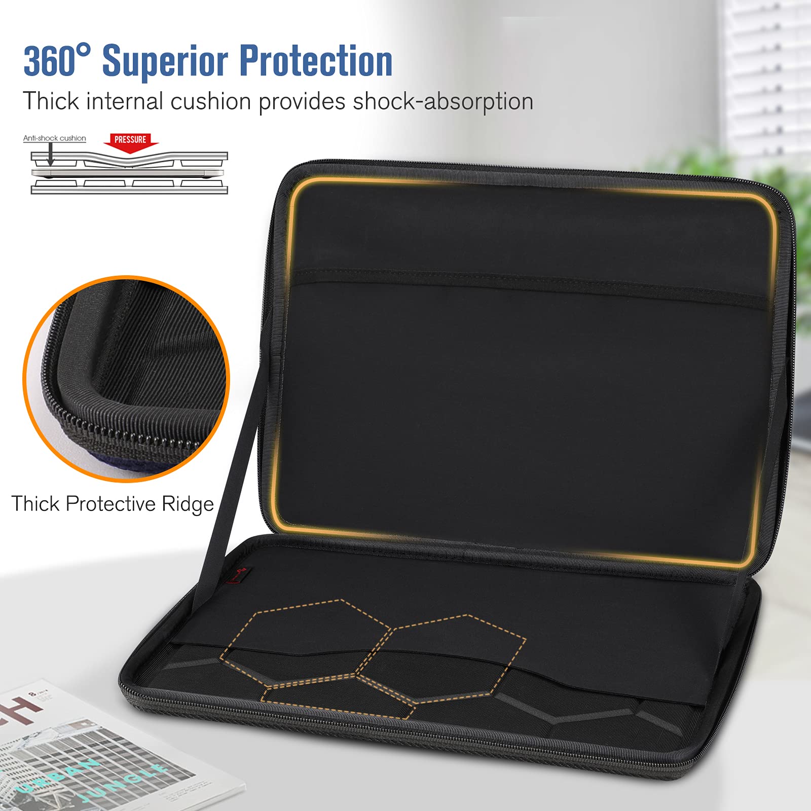 FINPAC Shockproof Hard Laptop Sleeve Case for 13.6