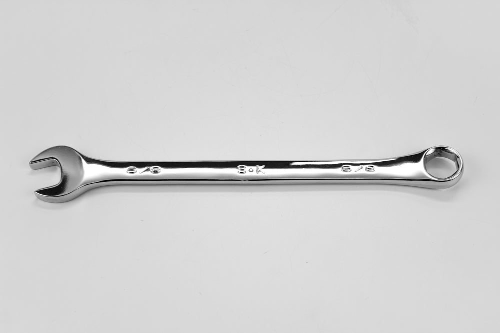 5/8 Inch 6-Point Fractional Long Combination Chrome Wrench - Professional Automotive & Plumbing Tool for Tight Spaces